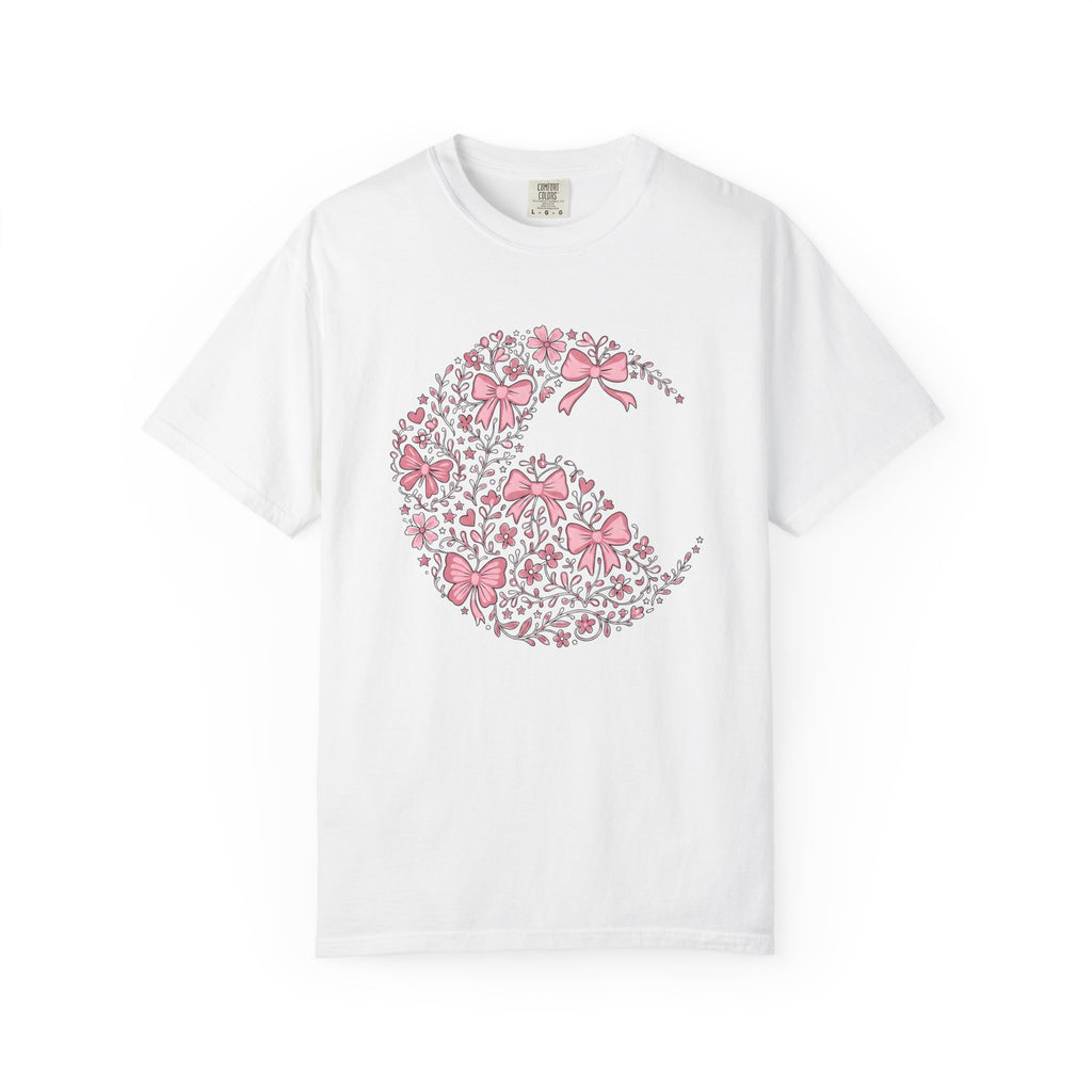 Blossom Bow Heart Shirt St. Valentine's Day Romance Gift Women Playful Tee Heart Bow T-Shirt Valentine Fan Whimsical Tshirt Love Graphic