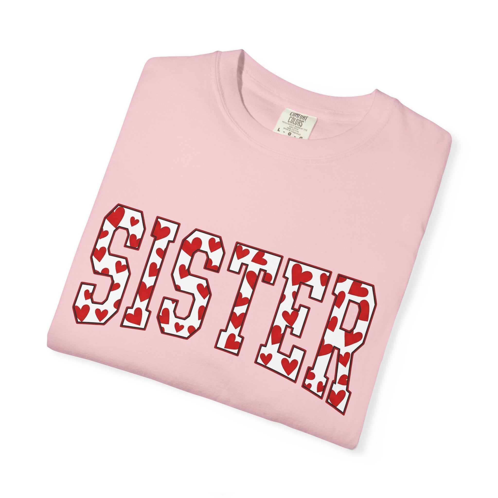 Heart Pattern Text Shirt St. Valentine's Day Family Gift Women Playful Tee Typography T-Shirt Valentine Fan Whimsical Tshirt Clan Graphic
