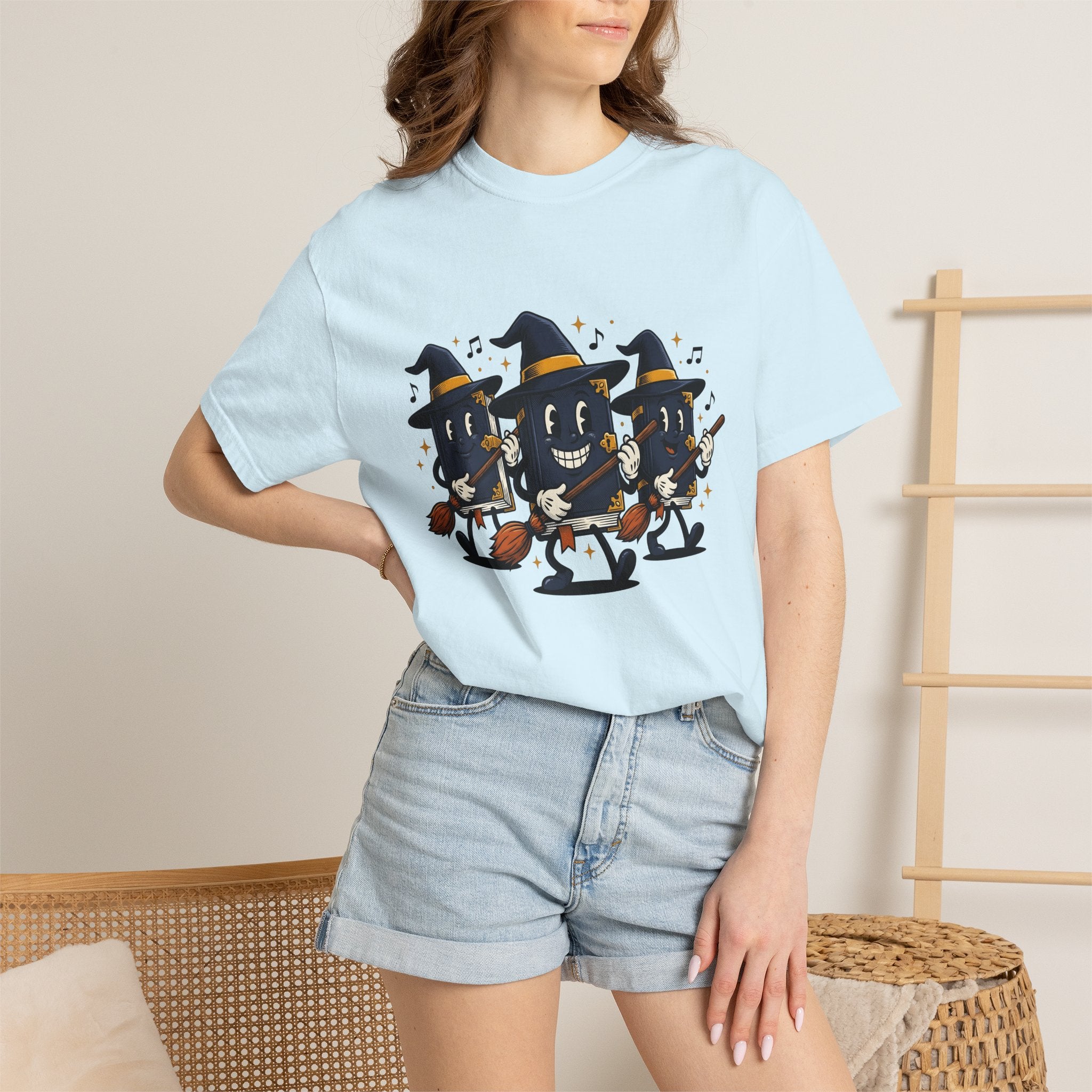 Witch Fantasy Figures Shirt Halloween Story Gift Women Sketch Tee Sorceress T-Shirt Horror Fan Magical Drawing Graphic Line Art Witch Broom