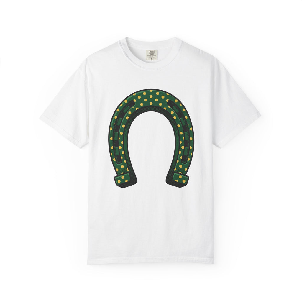 Lucky Horseshoe Shirt St Patrick's Day Amulet Gift Women Hand Drawn Tee Horseshoe T-Shirt St Patricks Fan Hand Drawn Tshirt Charm Graphic