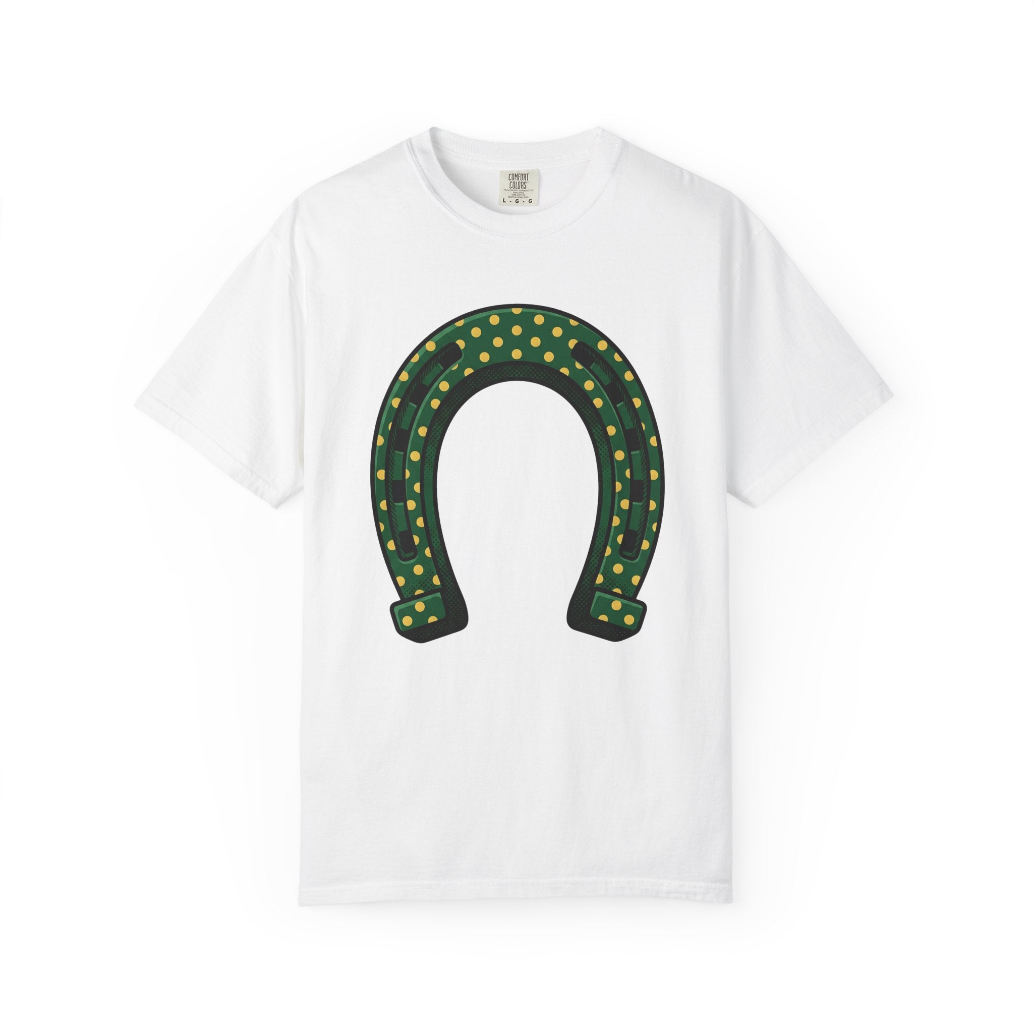 Lucky Horseshoe Shirt St Patrick's Day Amulet Gift Women Hand Drawn Tee Horseshoe T-Shirt St Patricks Fan Hand Drawn Tshirt Charm Graphic