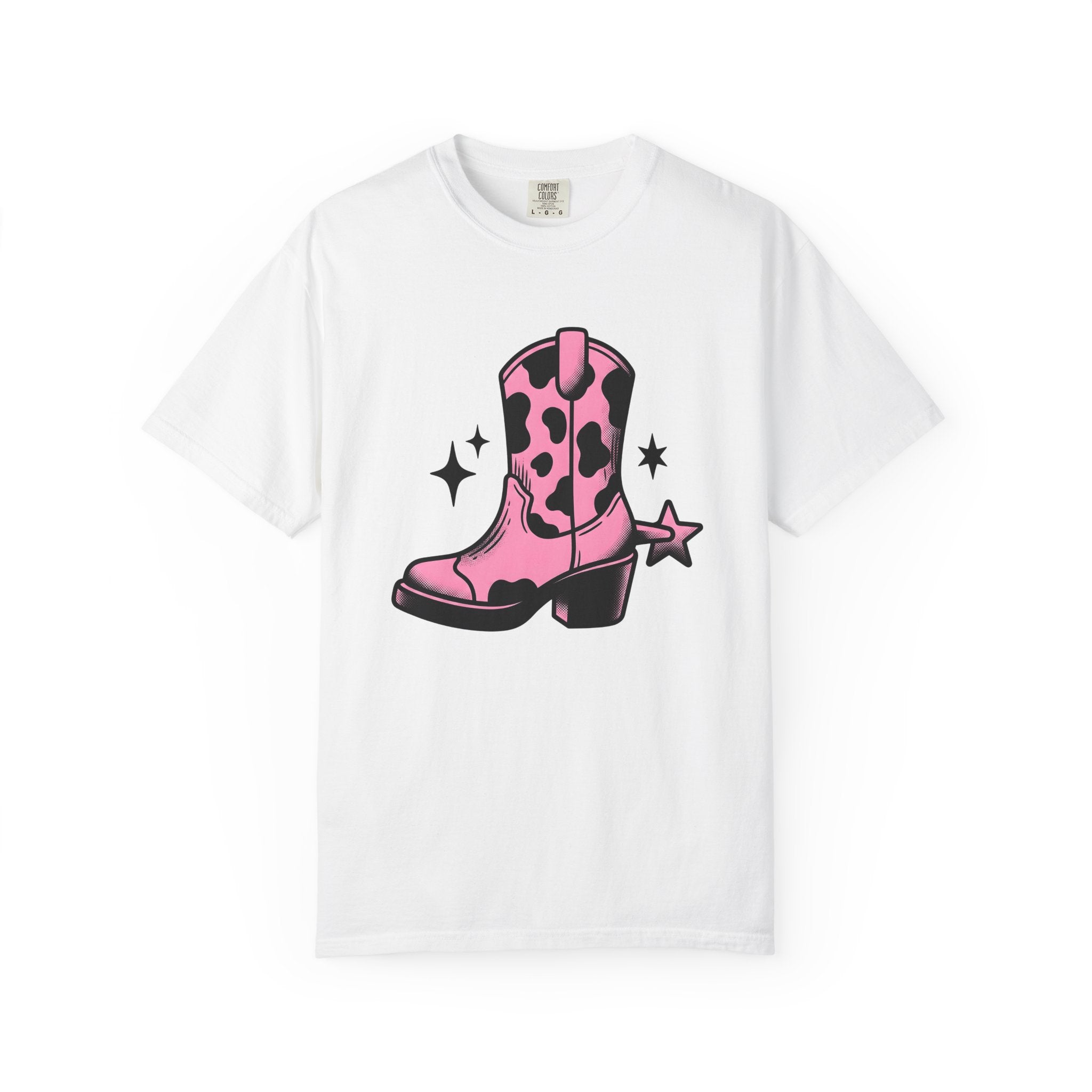 Leather Boot Shirt Cowgirl Ranch Gift Women Comic Tee Boot T-Shirt Cowboy Fan Cartoon Tshirt Farm Graphic Classic Star Pattern Tshirt