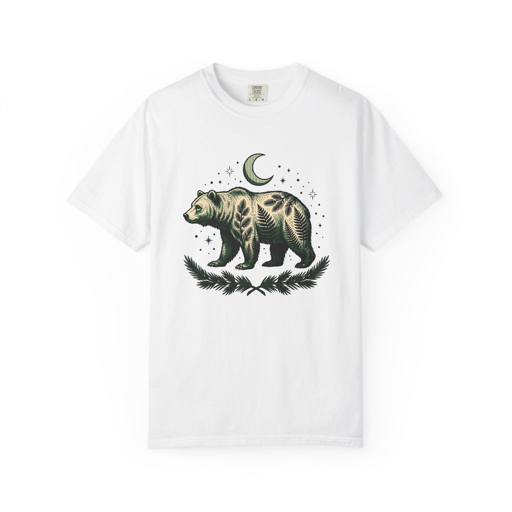 Bear Flower Shirt Animals & Flowers Outdoors Gift Women Etching Tee Floral T-Shirt Wildlife Enthusiast Engraving Tshirt Adventure Graphic