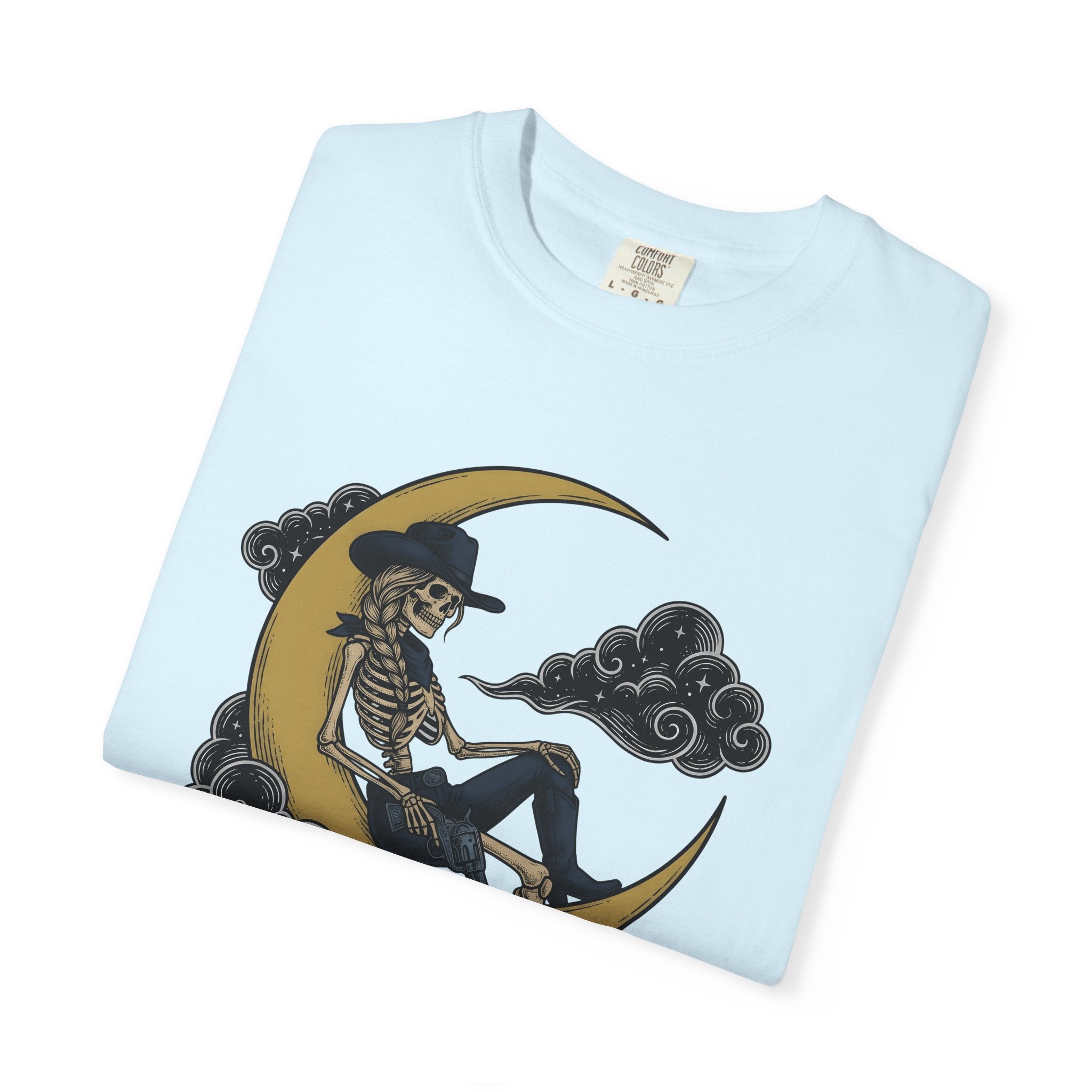 Skeleton Cowgirl Shirt Cowgirl Western Gift Women Tattoo Tee Skelly T-Shirt Rodeo Fan Ink Tshirt Cowboy Graphic Vintage Crescent Moon Tshirt