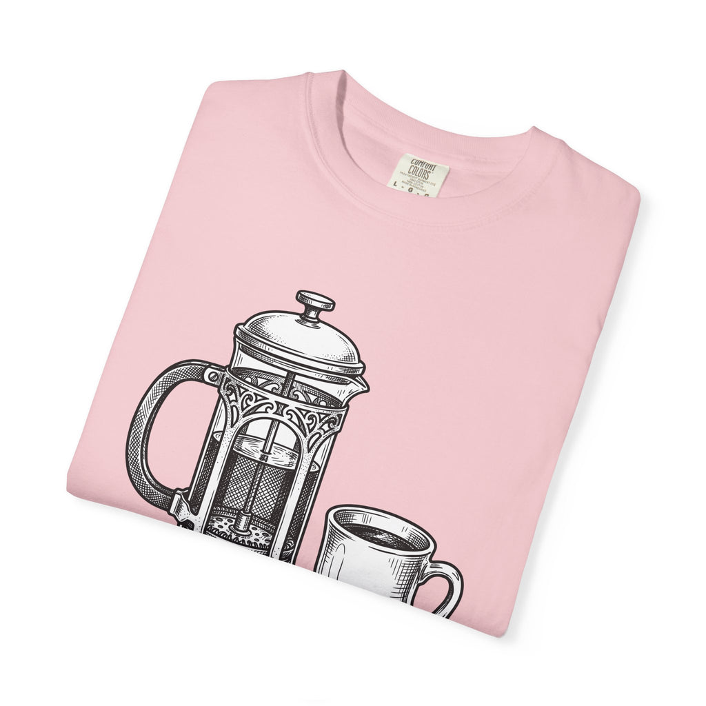 French Press Brew Shirt Coffee Bakeware Gift Women Classic Tee Cafetiere T-Shirt Coffee Fan Vintage Tshirt Baking Graphic Line Art Roasted