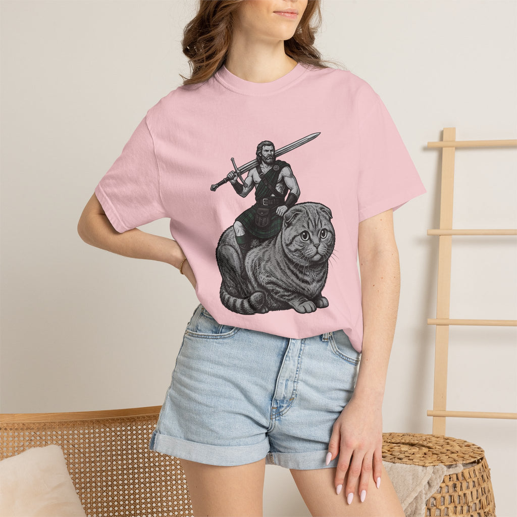 Warrior Cat Shirt Cat Fantasy Gift Women Vintage Tee Feline T-Shirt Cat Fan Retro Tshirt Mythical Graphic Hand Drawn Sword Tshirt