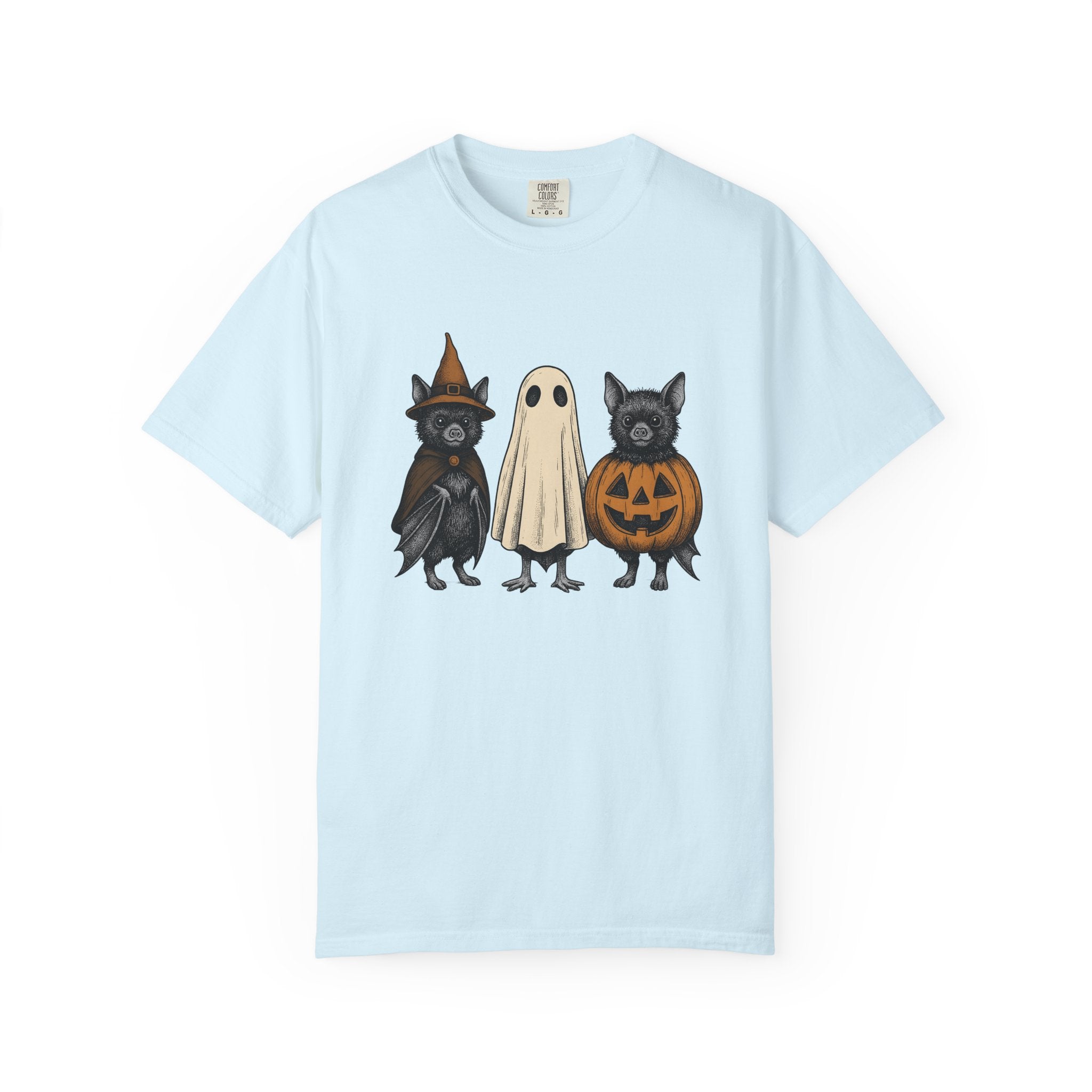 Bat Outfit Shirt Halloween Wildlife Gift Women Retro Tee Costume T-Shirt Halloween Fan Pumpkin Tshirt Wildlife Graphic Sketch Jack-O-Lantern