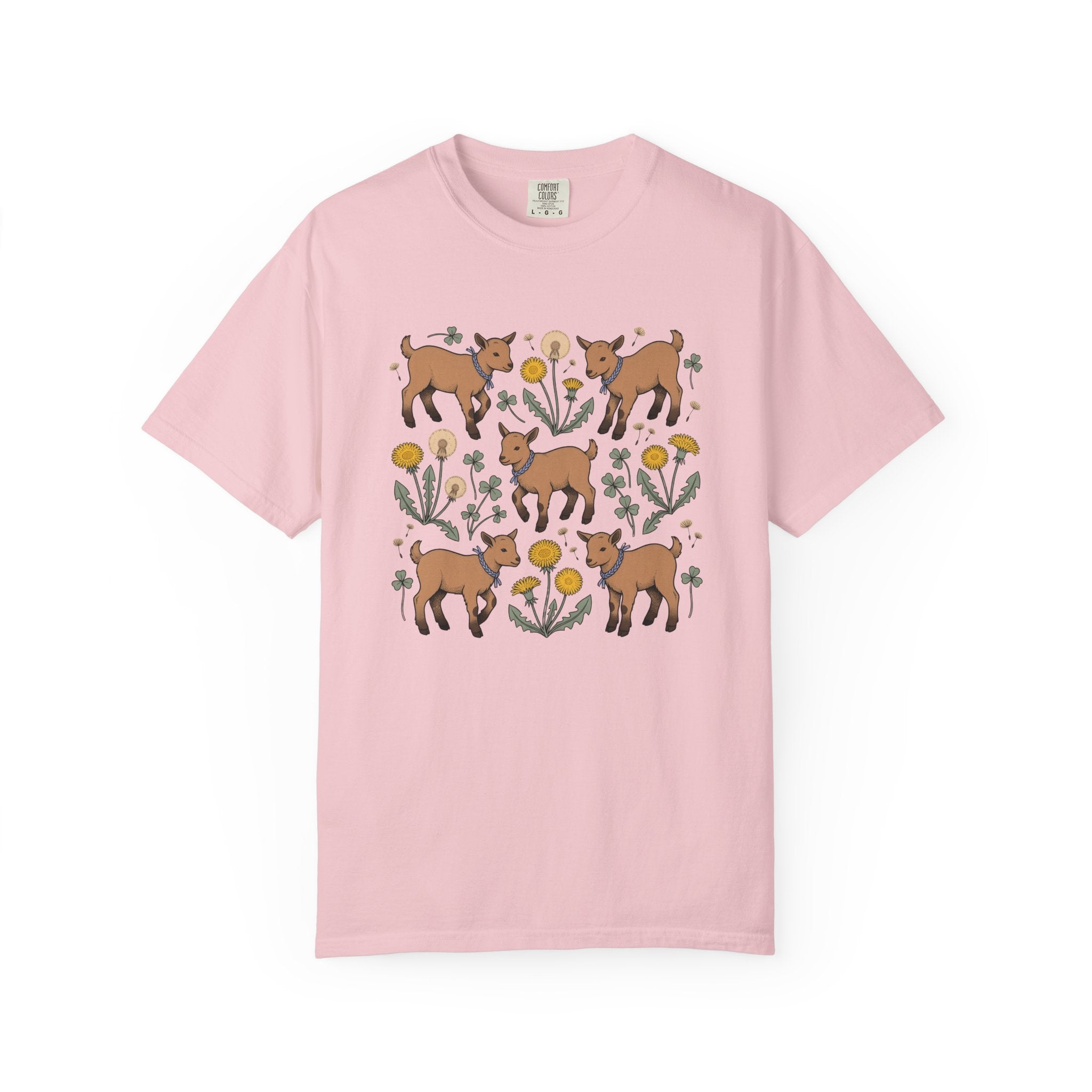 Baby Goat Shirt Cottagecore Pet Gift Women Vintage Tee Kid T-Shirt Homesteader Fan Retro Tshirt Animal Graphic Sketch Dandelion Tshirt