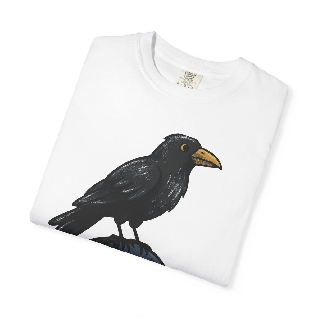 Raven Gravestone Shirt Halloween Horror Gift Women Sketch Tee Tombstone T-Shirt Spooky Fan Crypt Illustration Drawing Hand Drawn Burial
