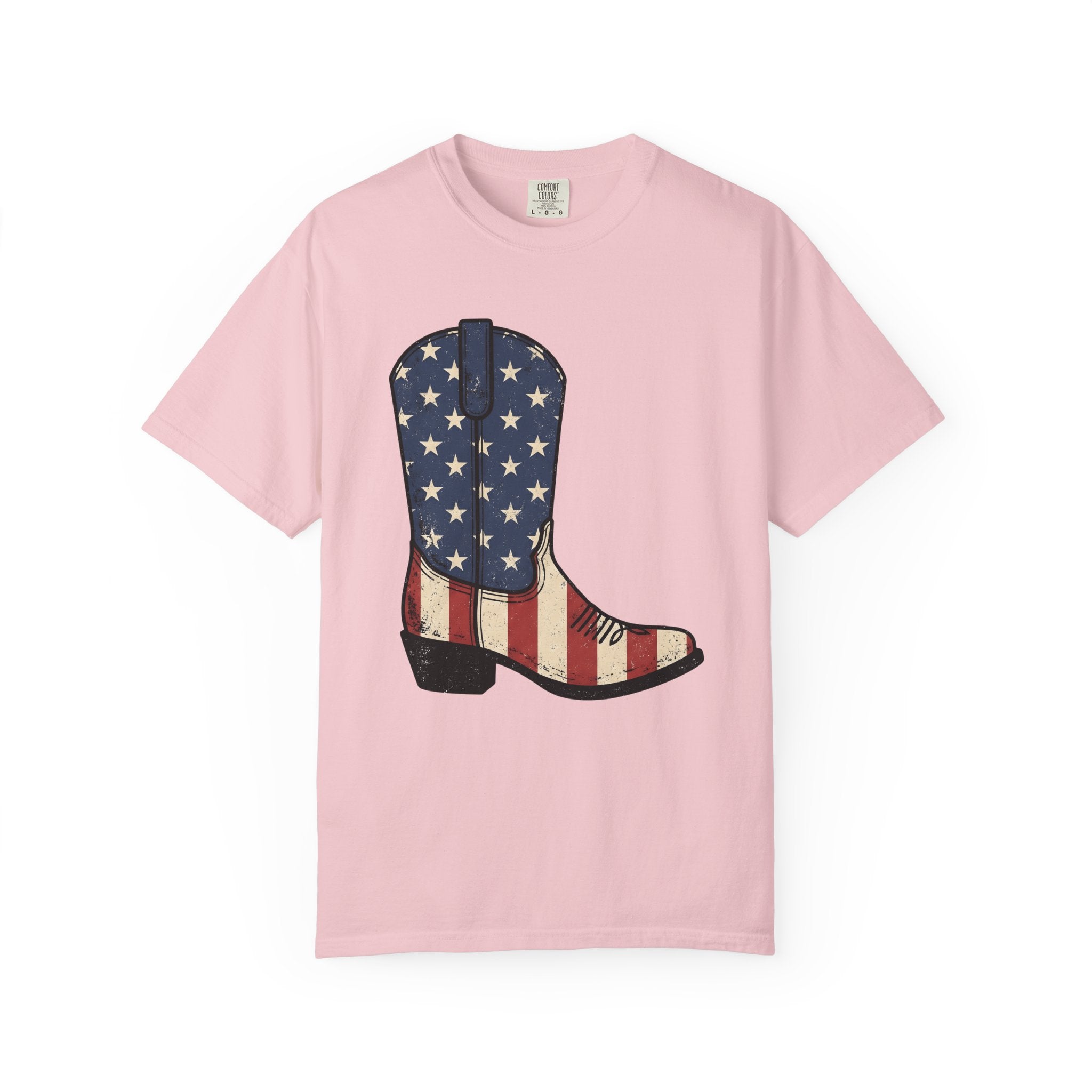 Cowboy Boot Shirt America Country Gift Women Hand Drawn Tee Boot T-Shirt American Fan Illustrated Tshirt Country Graphic Sketch Star Pattern