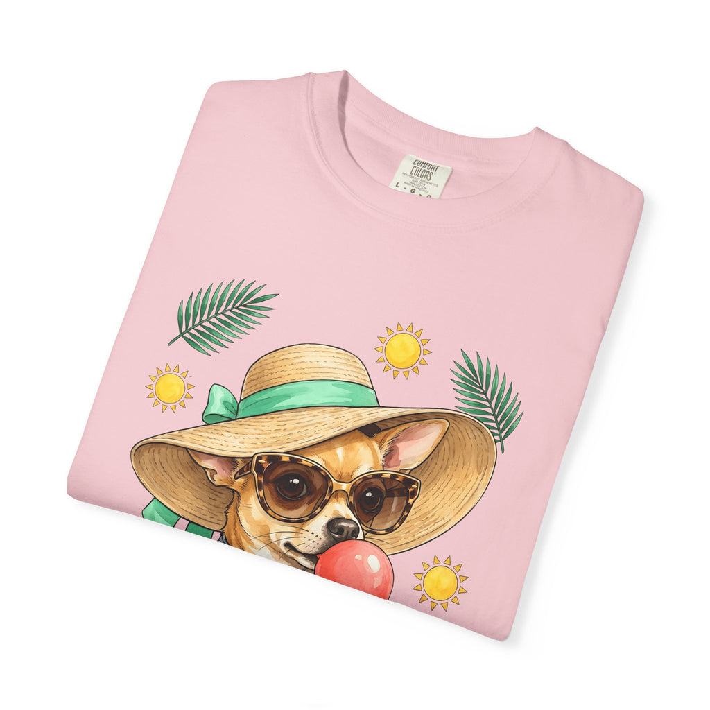 Chihuahua Pet Shirt Dog Holiday Gift Women Pastel Tee Puppy T-Shirt Dog Fan Pup Tshirt Vacation Graphic Line Art Sun Rays Tshirt