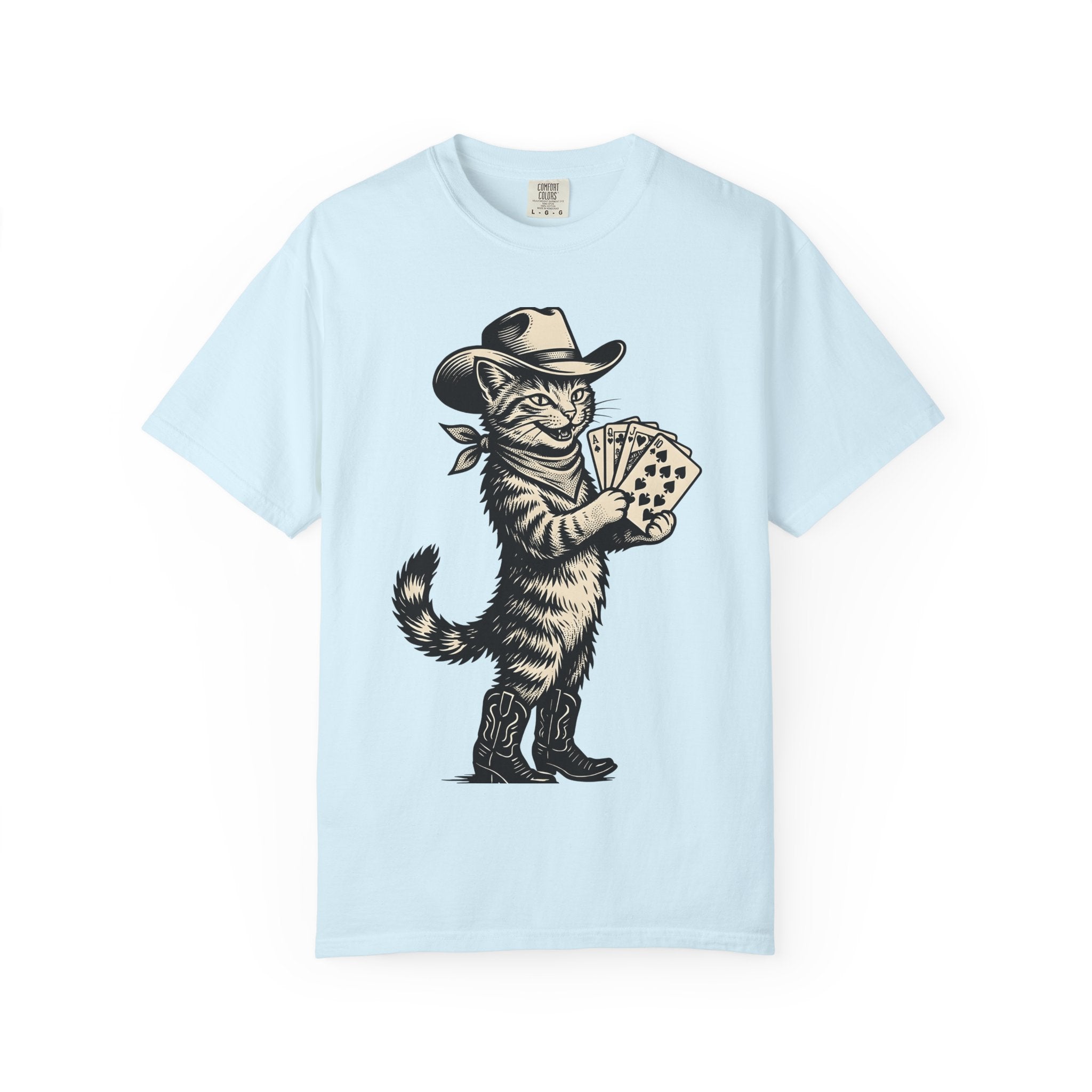 Country Cat Shirt Cat Frontier Gift Women Antique Tee Kitty T-Shirt Feline Fan Vintage Tshirt Western Graphic Outline Playing Card Tshirt