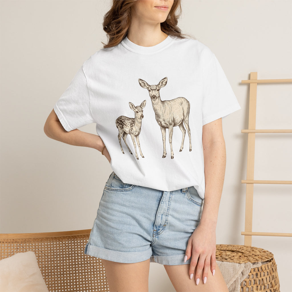 Deer Duo Shirt Cowgirl Animal Gift Women Rustic Tee Fawns T-Shirt Cowboy Fan Wildlife Graphic Tshirt Vintage Woodland Tshirt