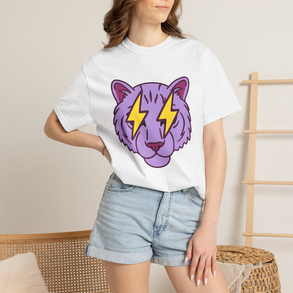Cat Head Shirt Cat Pet Gift Women Graphic Design Tee Kitten T-Shirt Cat Fan Feline Tshirt Animal Graphic Comic Style Lightning Streaks