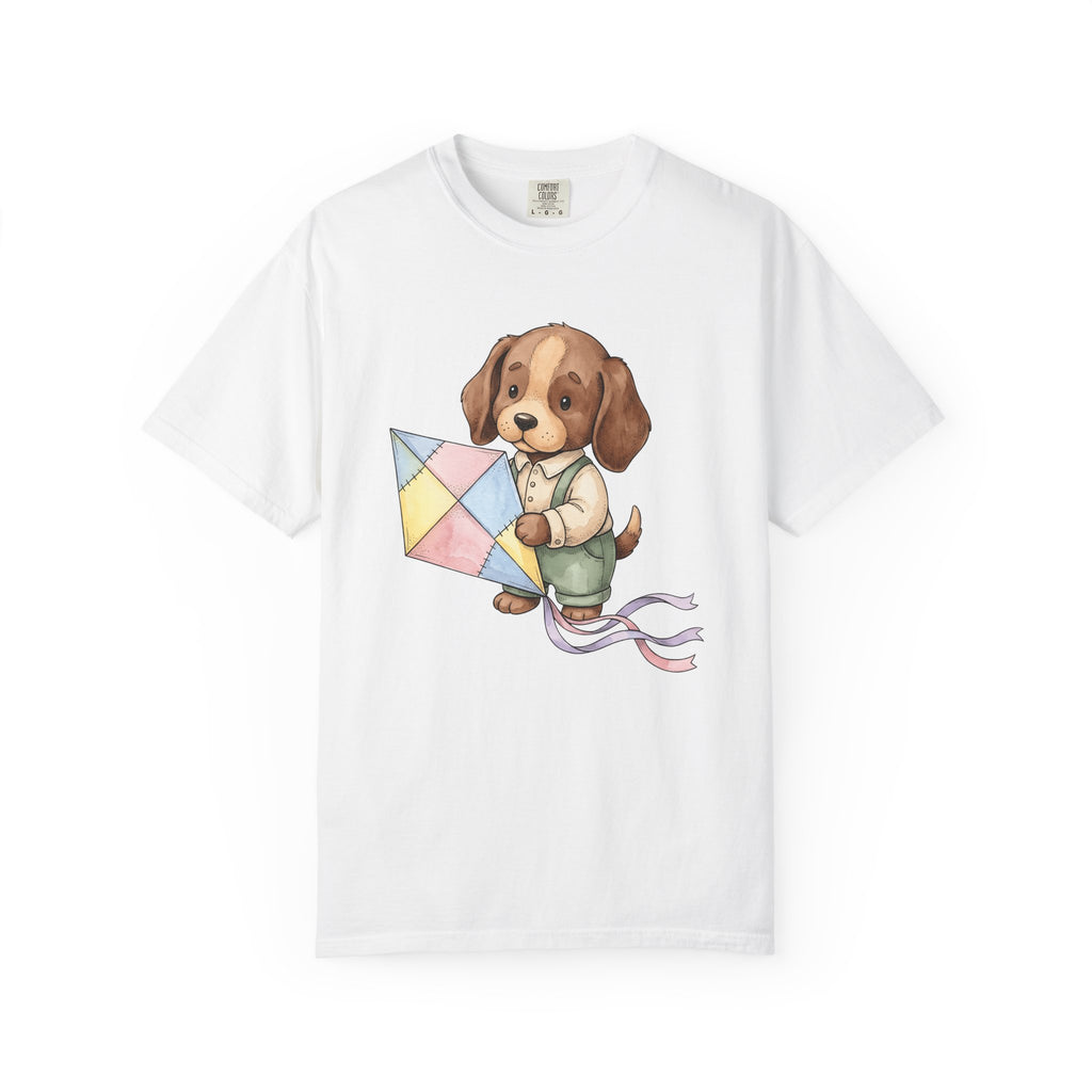 Puppy Kite Shirt Easter Animal Gift Women Cute Tee Dog Kite T-Shirt Spring Fan Kawaii Tshirt Creature Graphic Watercolor Pastel Kite Tshirt