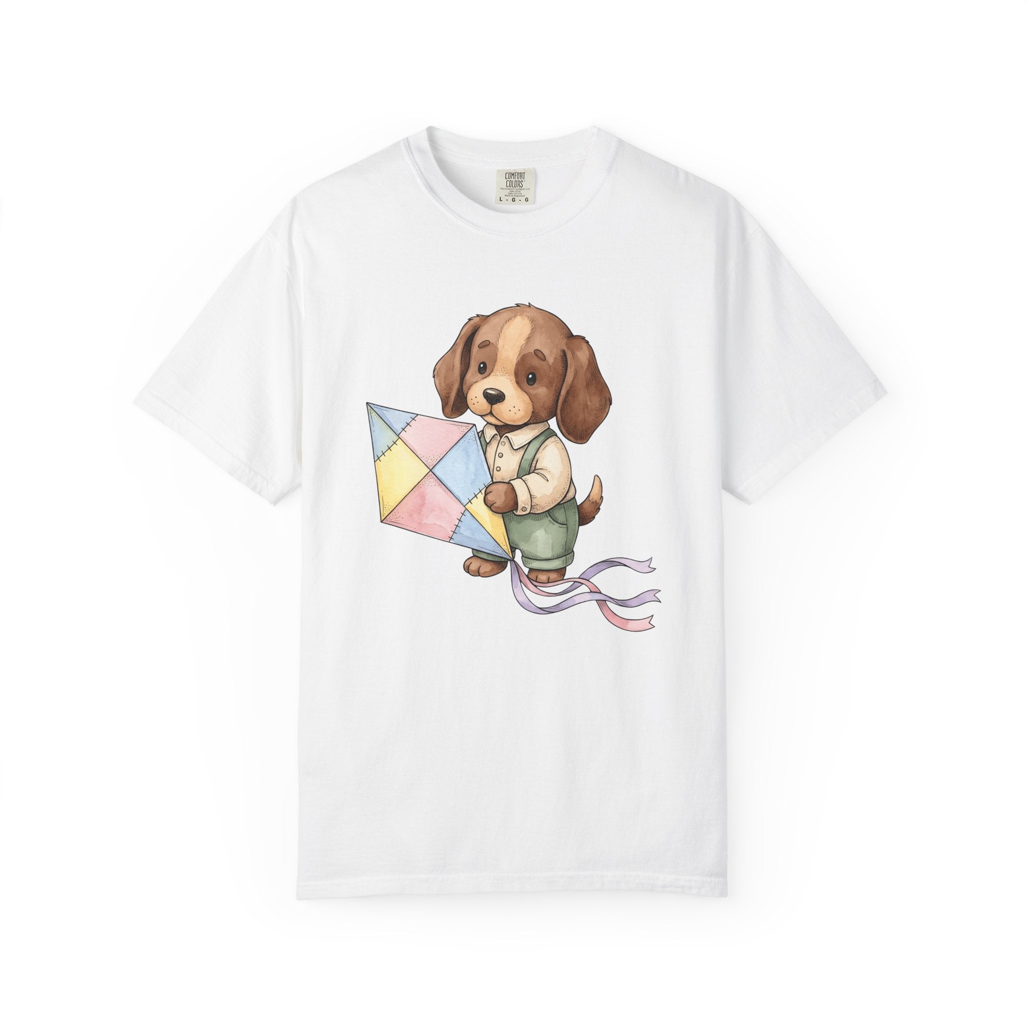 Puppy Kite Shirt Easter Animal Gift Women Cute Tee Dog Kite T-Shirt Spring Fan Kawaii Tshirt Creature Graphic Watercolor Pastel Kite Tshirt
