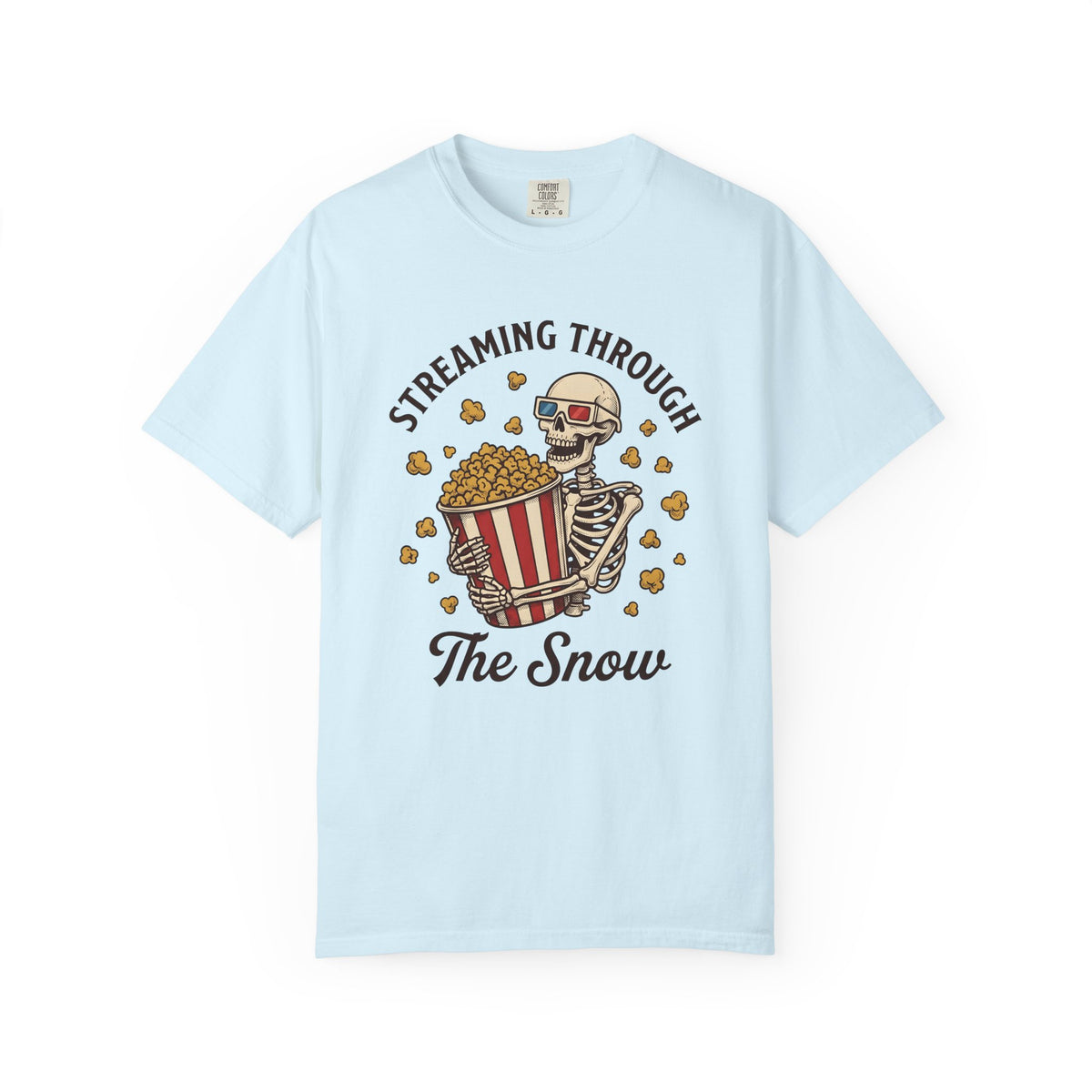 Skeleton Popcorn Shirt Skeleton Cinema Unisex Gift Cartoon Tee Popcorn T-Shirt