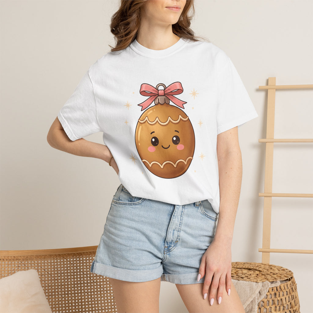 Gingerbread Decoration Shirt Christmas Festive Gift Women Cute Tee Cookie Decorating T-Shirt Xmas Fan Holiday Graphic Tshirt Comic Ribbon