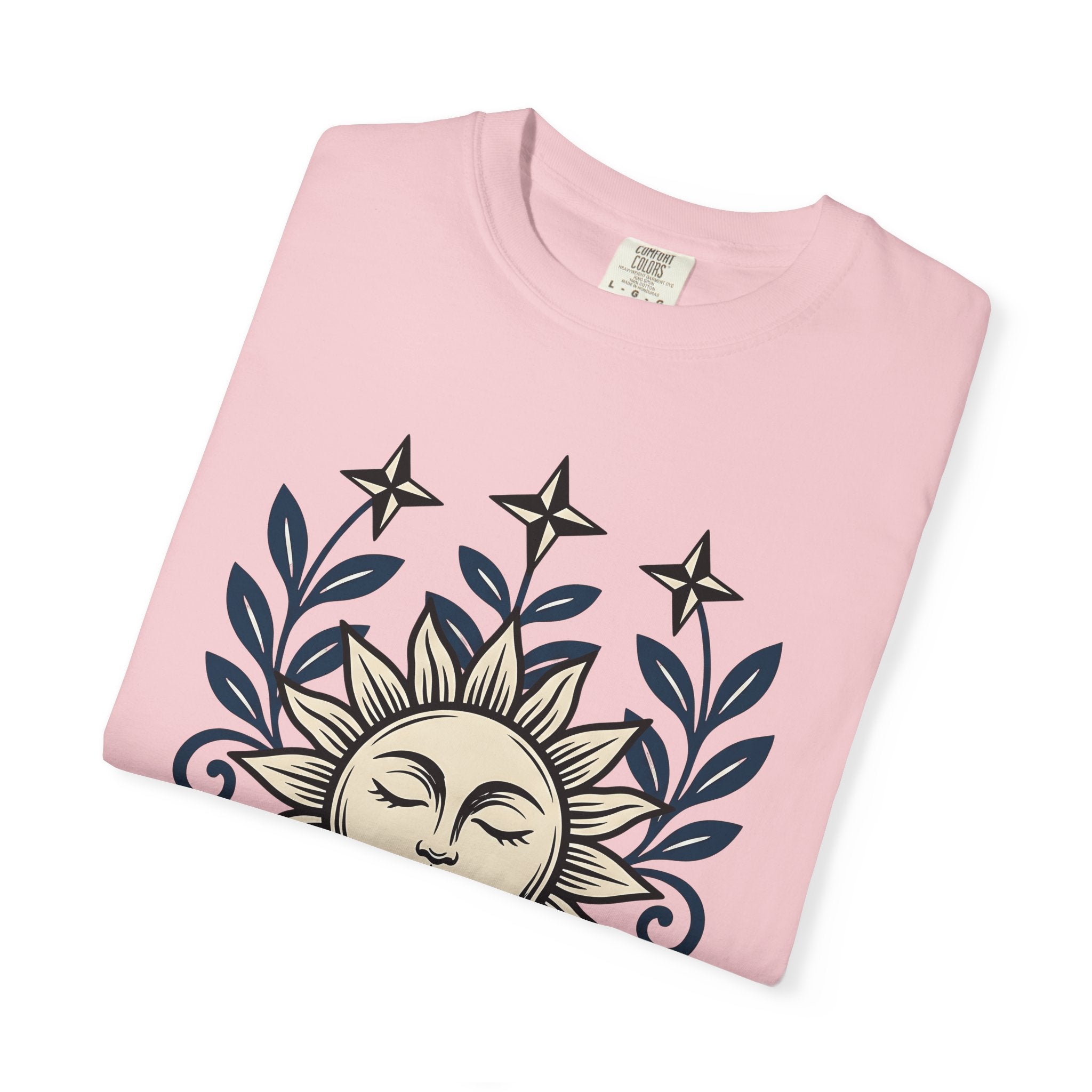 Sun Face Shirt Boho Chic Stars Gift Women Folk Tee Sun T-Shirt Bohemian Fan Tribal Tshirt Celestial Graphic Rustic Blossom Tshirt