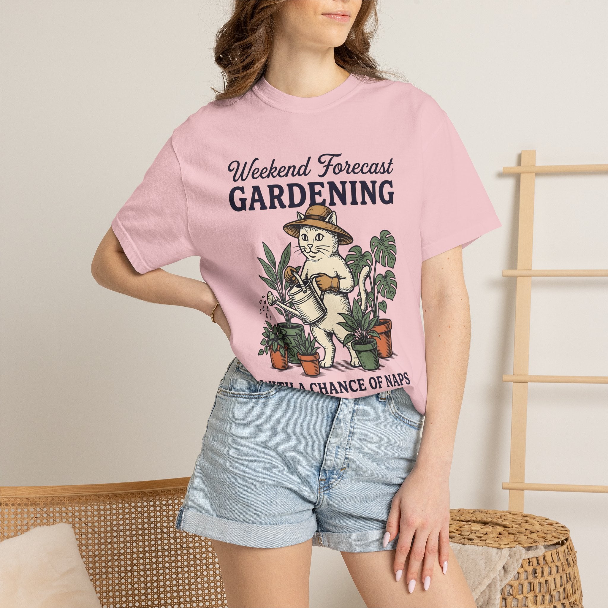 Cat Plant Care Shirt Cat Landscaping Gift Women Classic Tee Feline Care T-Shirt Cat Fan Vintage Tshirt Garden Design Minimalist Greenery
