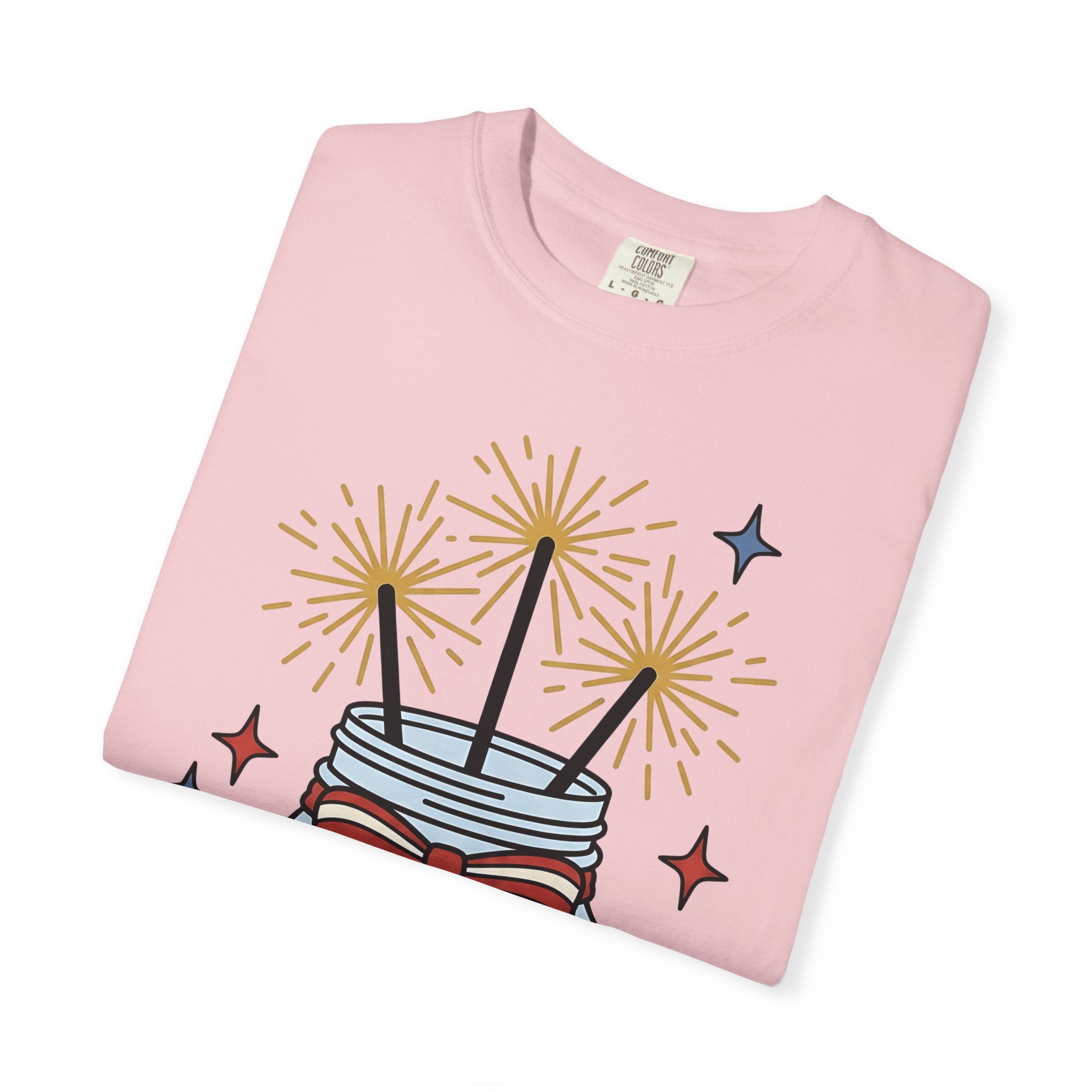 Glass Jar Sparkler Shirt America 4Th Of July Festival Gift Women Cartoon Tee Sparkler T-Shirt Patriot Fan Comic Tshirt Celebration Graphic