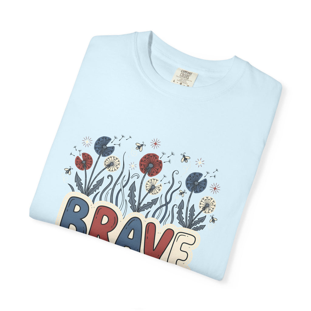Dandelion Flowers Shirt 4th Of July Patriotic Gift Women Folk Art Tee Taraxacum T-Shirt Independence Fan Americana Graphic Tshirt Hand Drawn