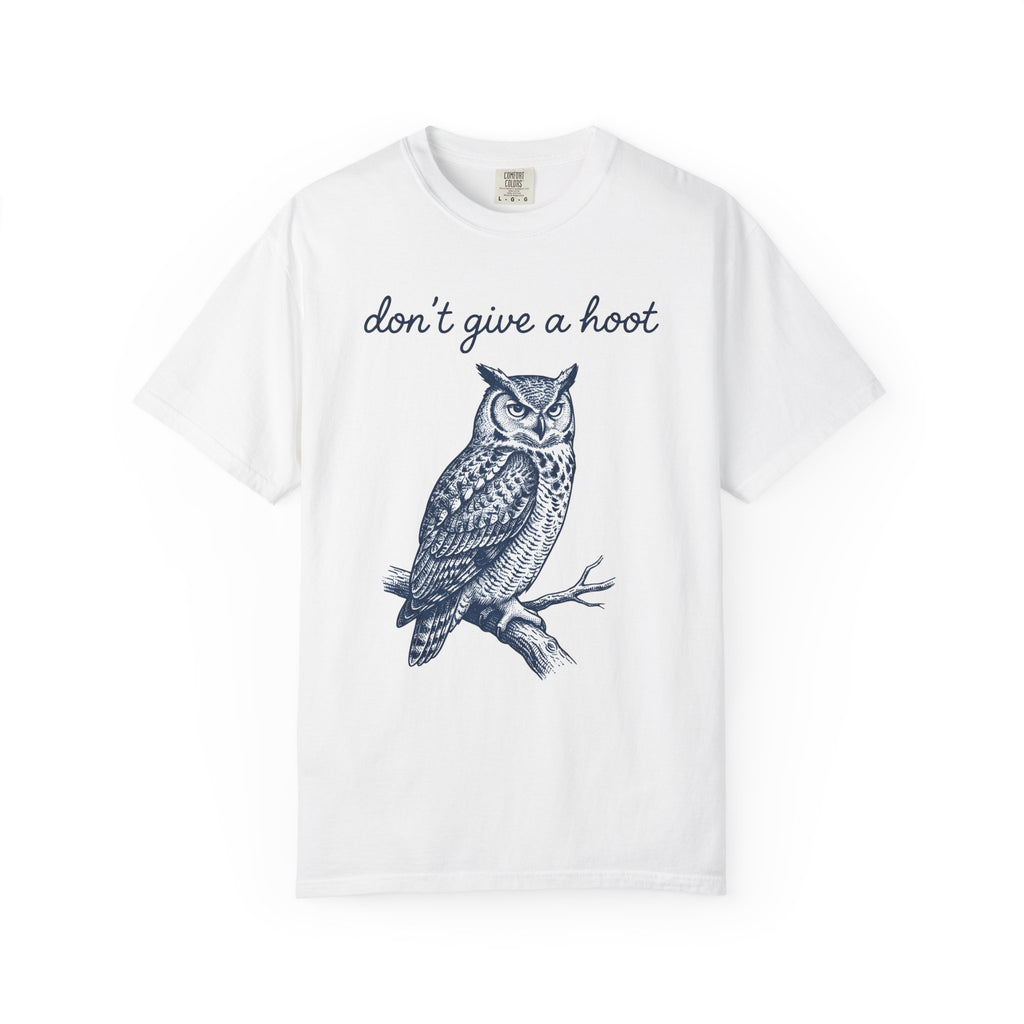 Owl Illustration Shirt Funny Pets Gift Women Hand Drawn Tee Owl T-Shirt Humor Fan Hoot Graphic Animal Cartoon Tree Branch Tshirt