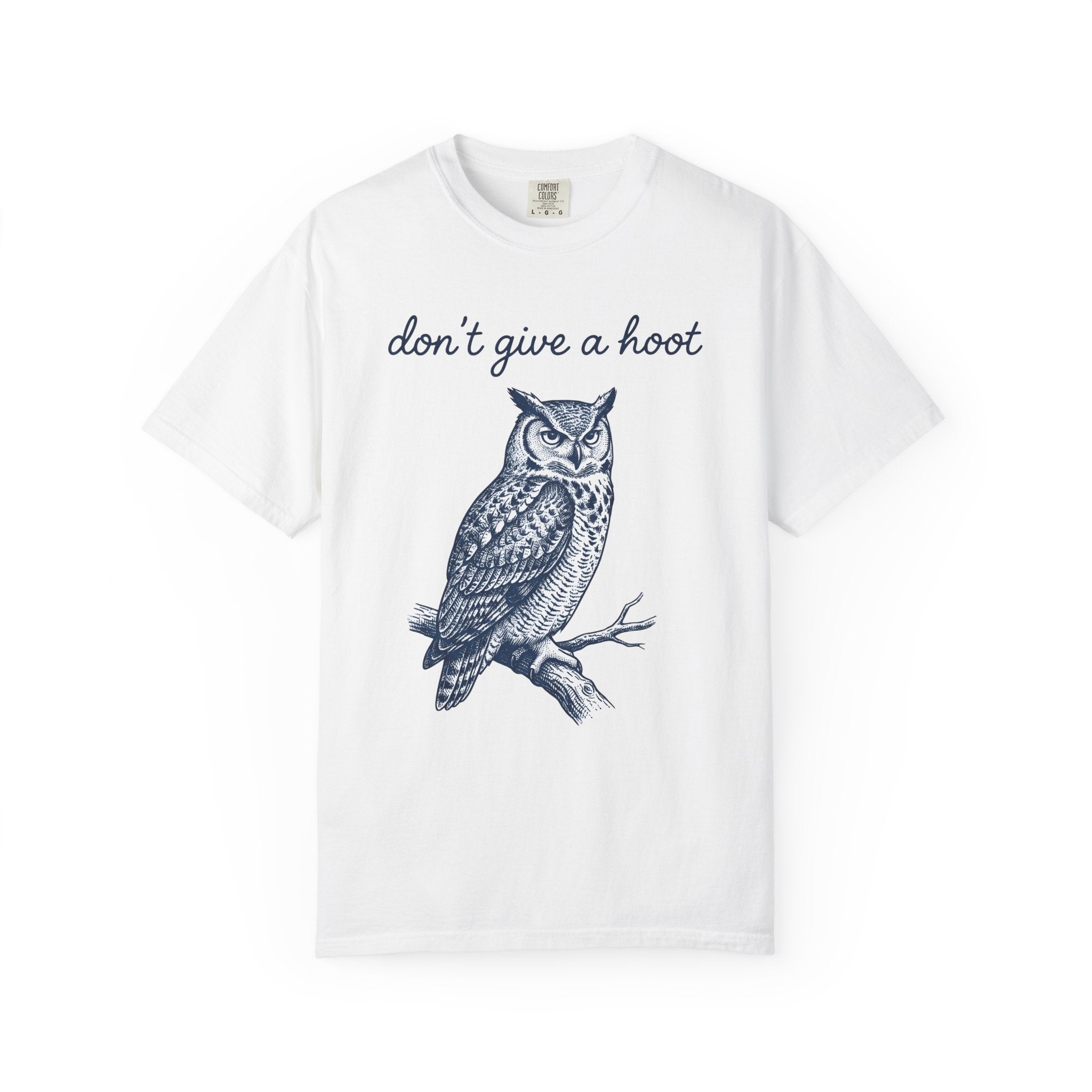 Owl Illustration Shirt Funny Pets Gift Women Hand Drawn Tee Owl T-Shirt Humor Fan Hoot Graphic Animal Cartoon Tree Branch Tshirt