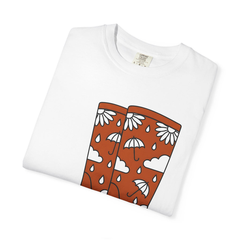 Rain Footwear Shirt Easter Nature Gift Women Fun Tee Rain Boots T-Shirt Easter Fan Rainy Day Tshirt Environmental Graphic Sleek Sunshade