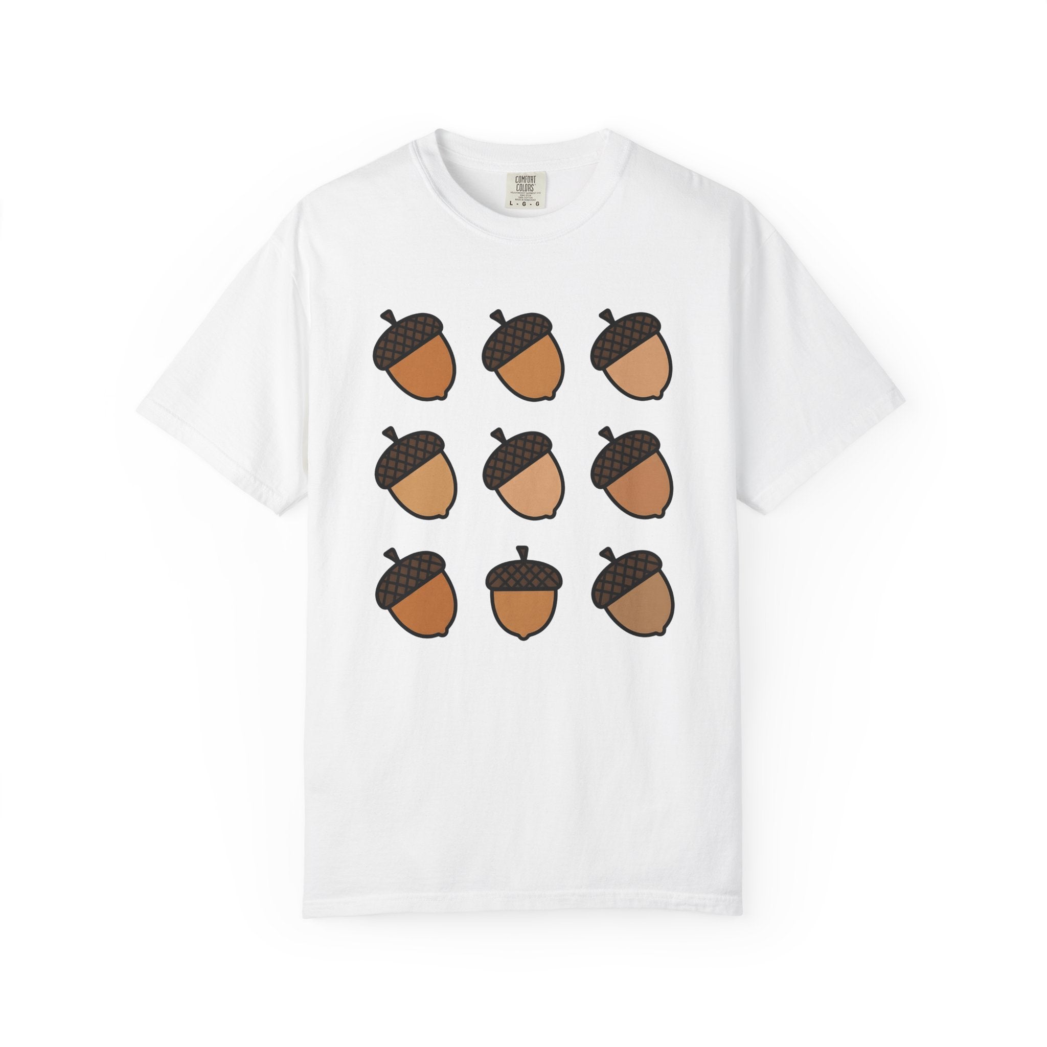 Acorn Print Shirt Cute Autumn Gift Women Comic Tee Oak T-Shirt Adorable Fan Cartoon Tshirt Fall Graphic Clean Check Design Tshirt