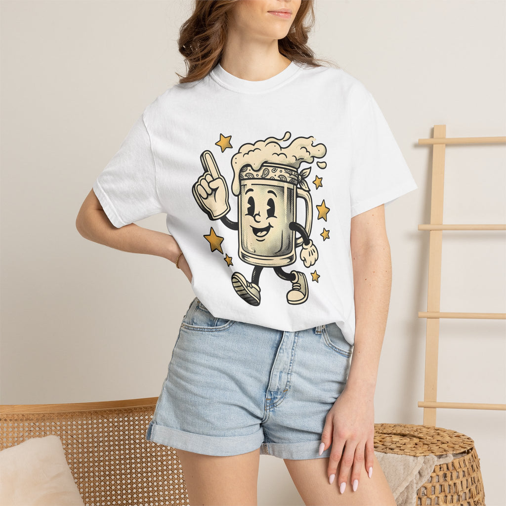 Beer Glass Mascot Shirt 4th Of July Celebration Gift Women Rustic Tee Beer Glass T-Shirt Patriotic Fan Vintage Tshirt Party Graphic Classic