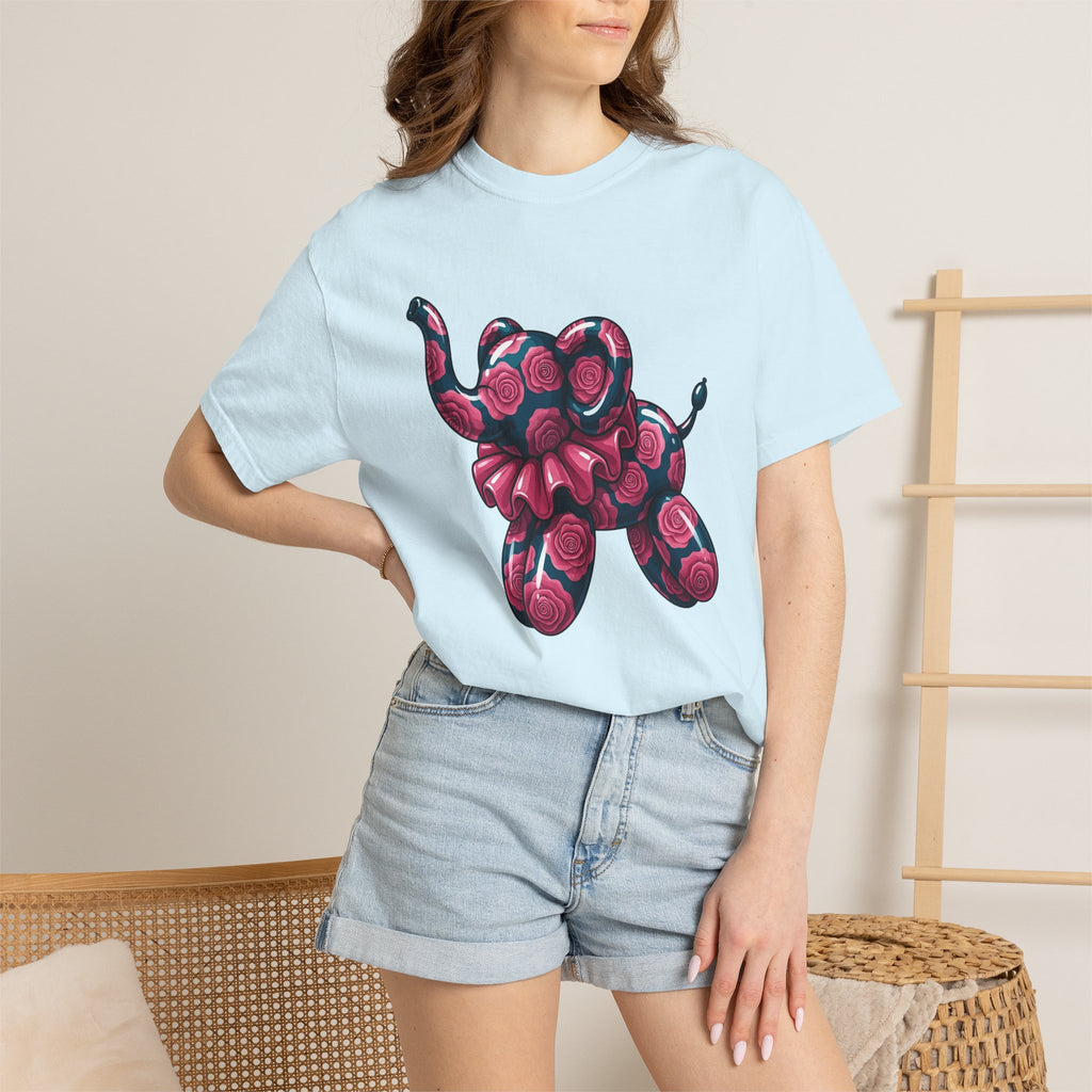 Balloon Elephant Shirt Cute Animal Gift Women Kawaii Tee Balloon Animal T-Shirt Adorable Fan Cute Illustration Creature Graphic Cartoon Rose