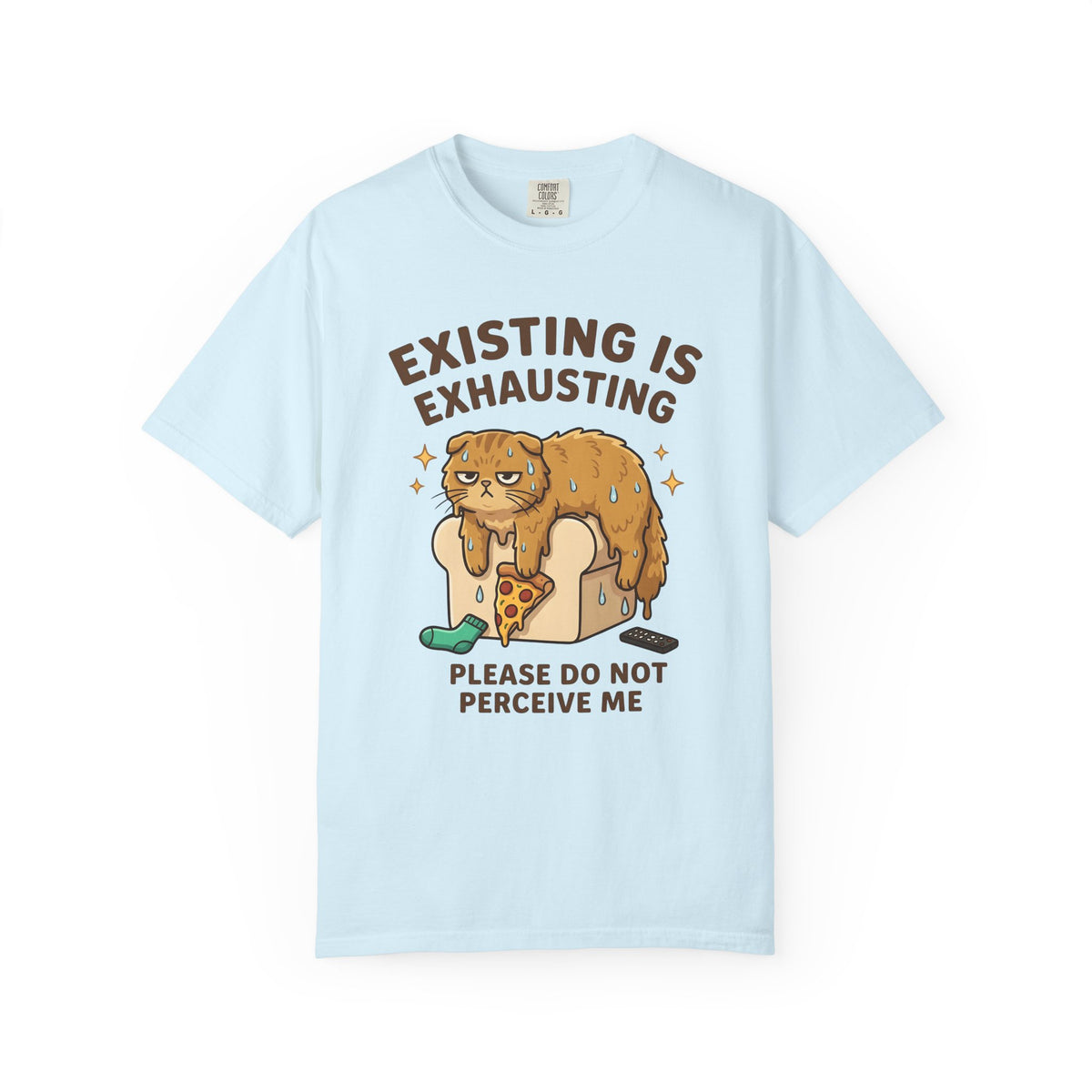 Relaxed Cat Shirt Cat Comedy Gift Women Playful Tee Kitty T-Shirt Cat Fan Funny Tshirt Humor Graphic Illustrated Slice Of Pizza Tshirt