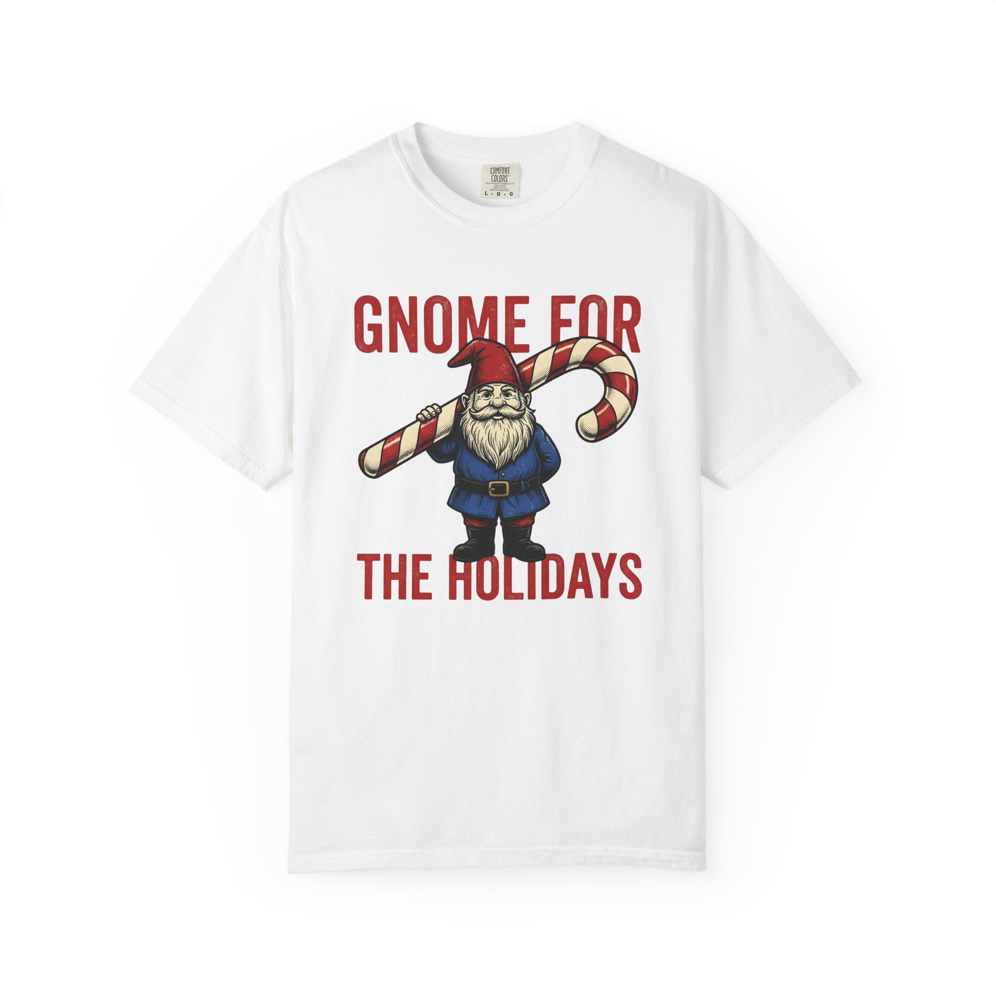 Holiday Gnome Shirt Christmas Joke Gift Women Retro Tee Gnome T-Shirt Christmas Fan Vintage Tshirt Pun Graphic Sketch Peppermint Stick