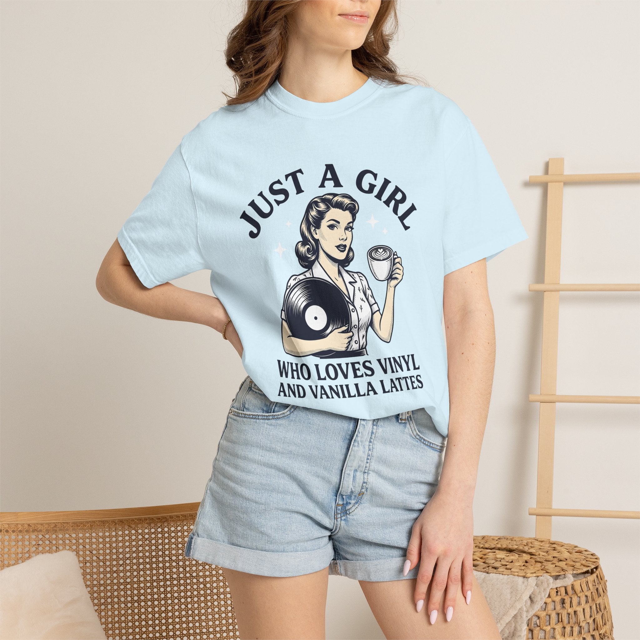 Nostalgic Female Coffee Disc Shirt Coffee Tunes Gift Women Antique Tee Coffee Saucer T-Shirt Java Fan Vintage Tshirt Music Graphic Cartoon