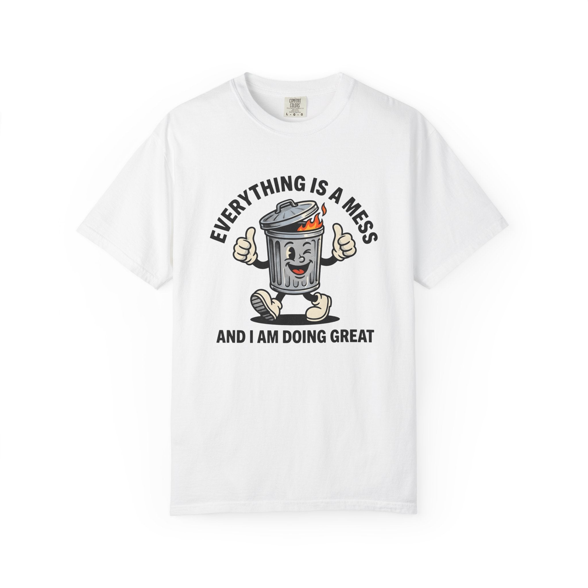 Garbage Bin Character Shirt Cute Jokes Gift Women Comic Tee Trash Can T-Shirt Funny Fan Cartoon Tshirt Humor Graphic Retro Flames Tshirt