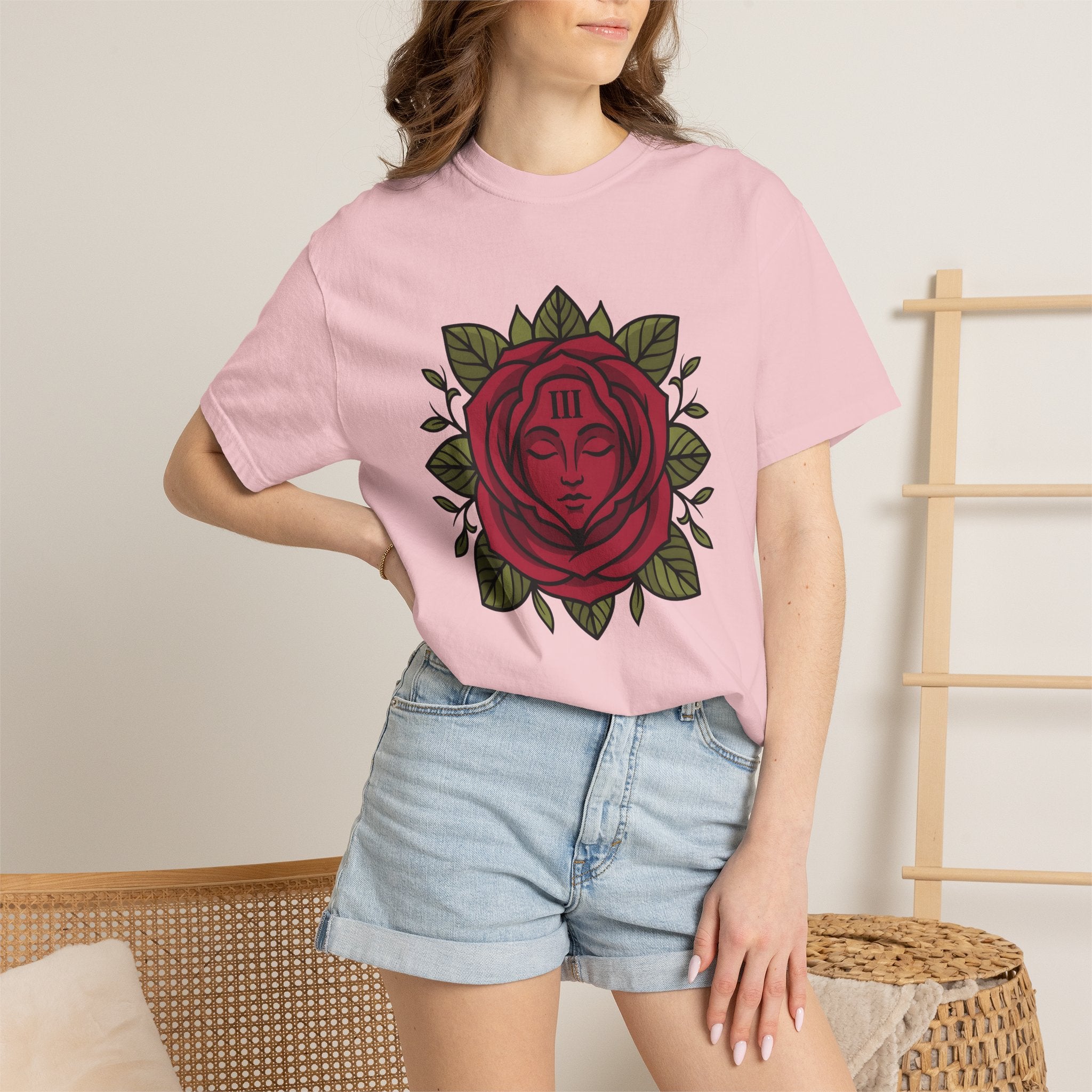 Flower Face Shirt Boho Chic Floral Gift Women Tattoo Tee Floral Face T-Shirt Bohemian Fan Ink Tshirt Blossom Graphic Boho Leaves Tshirt