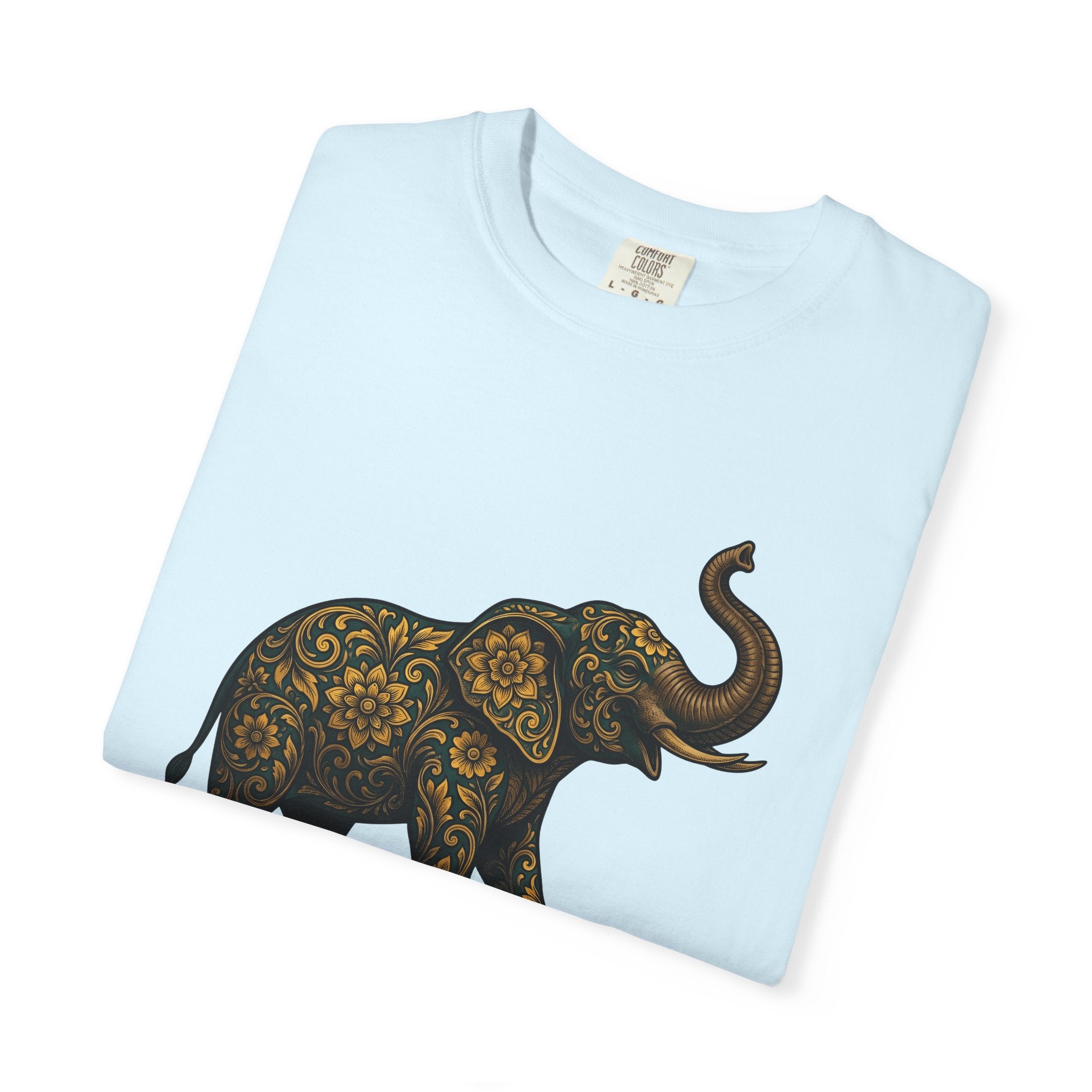 Blooming Elephant Shirt Boho Chic Critter Gift Women Folk Art Tee Elephant T-Shirt Hippie Fan Tribal Tshirt Creature Graphic Sketch Motif