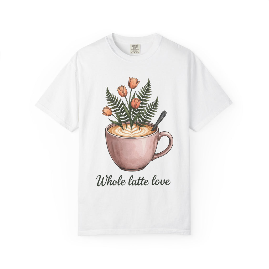 Latte Cup Shirt Coffee Buds Gift Women Line Art Tee Coffee Mug T-Shirt Coffee Fan Minimalist Tshirt Floral Graphic Cartoon Daisies Tshirt