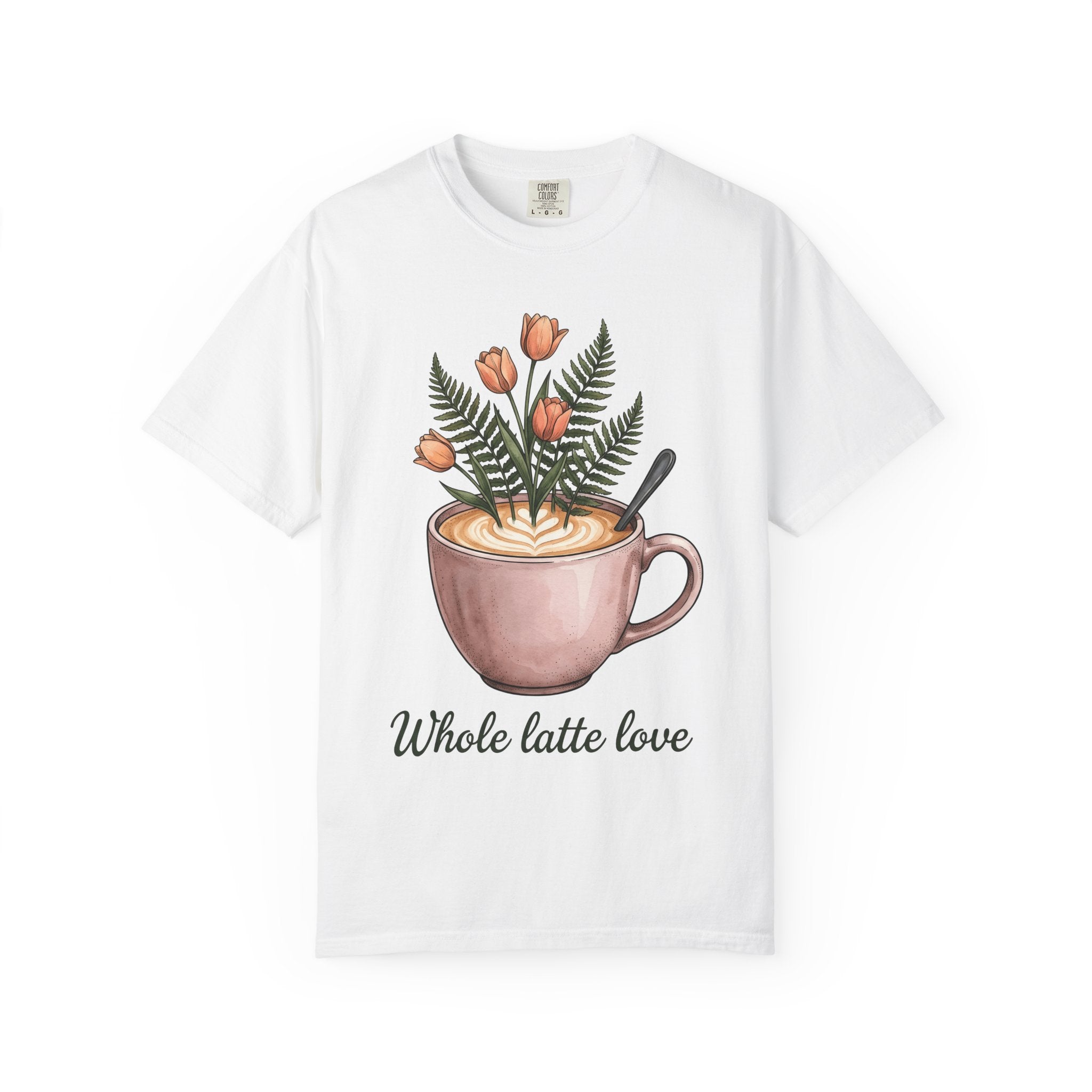 Latte Cup Shirt Coffee Buds Gift Women Line Art Tee Coffee Mug T-Shirt Coffee Fan Minimalist Tshirt Floral Graphic Cartoon Daisies Tshirt