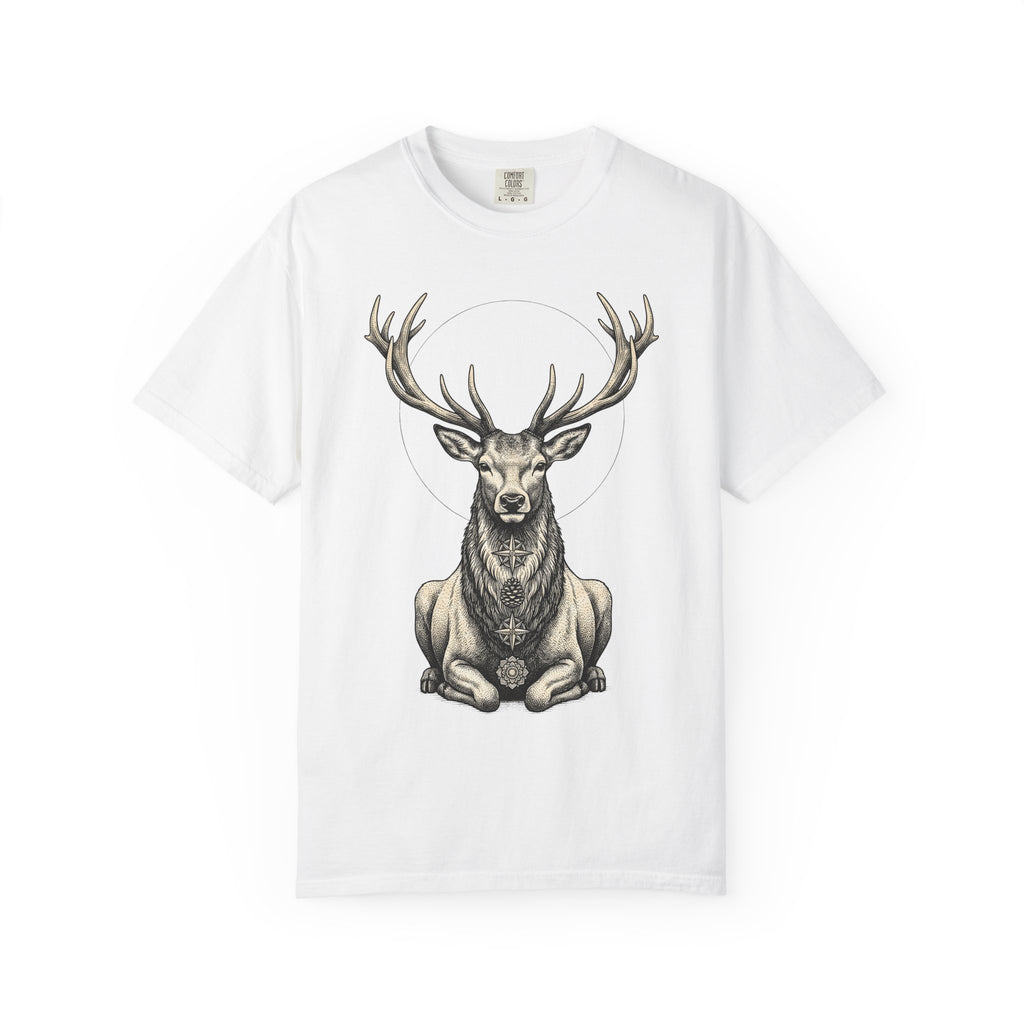 Buck Deer Shirt Animal Wildlife Gift Women Modern Boho Tee Stag T-Shirt Wildlife Enthusiast Bohemian Tshirt Conservation Graphic Retro Lotus