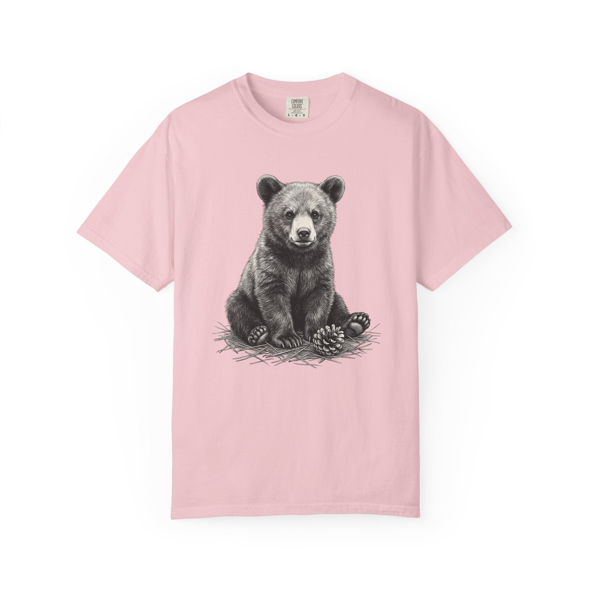 Bear Baby Shirt Animals Fauna Gift Women Sketch Tee Cub T-Shirt Wildlife Fan Animal Tshirt Wildlife Graphic Retro Pine Cone Tshirt