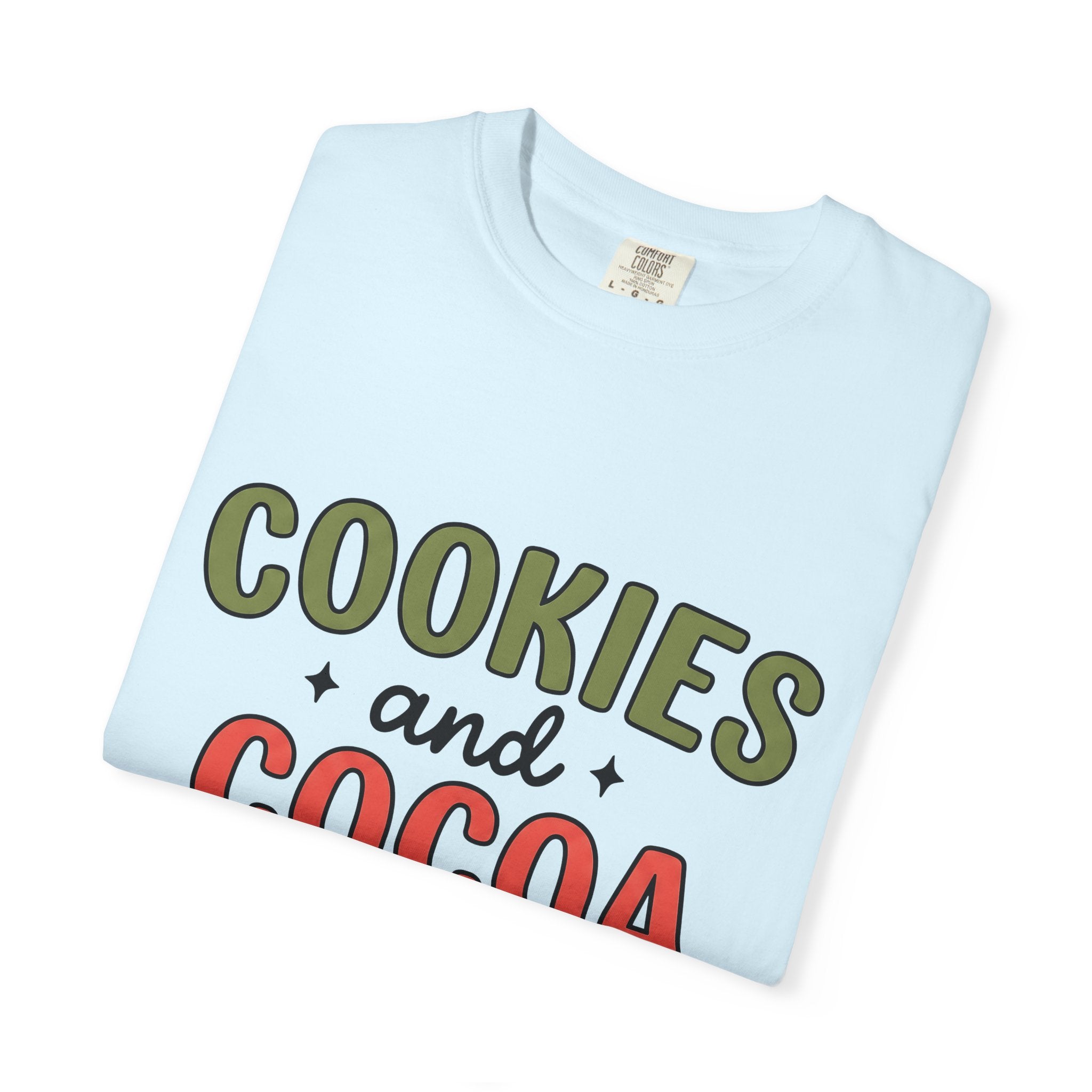 Sweet Cocoa Cookies Shirt Christmas Snacks Gift Women Joyful Tee Cookie T-Shirt Xmas Fan Cookie Art Tshirt Treat Graphic Hand Drawn Star