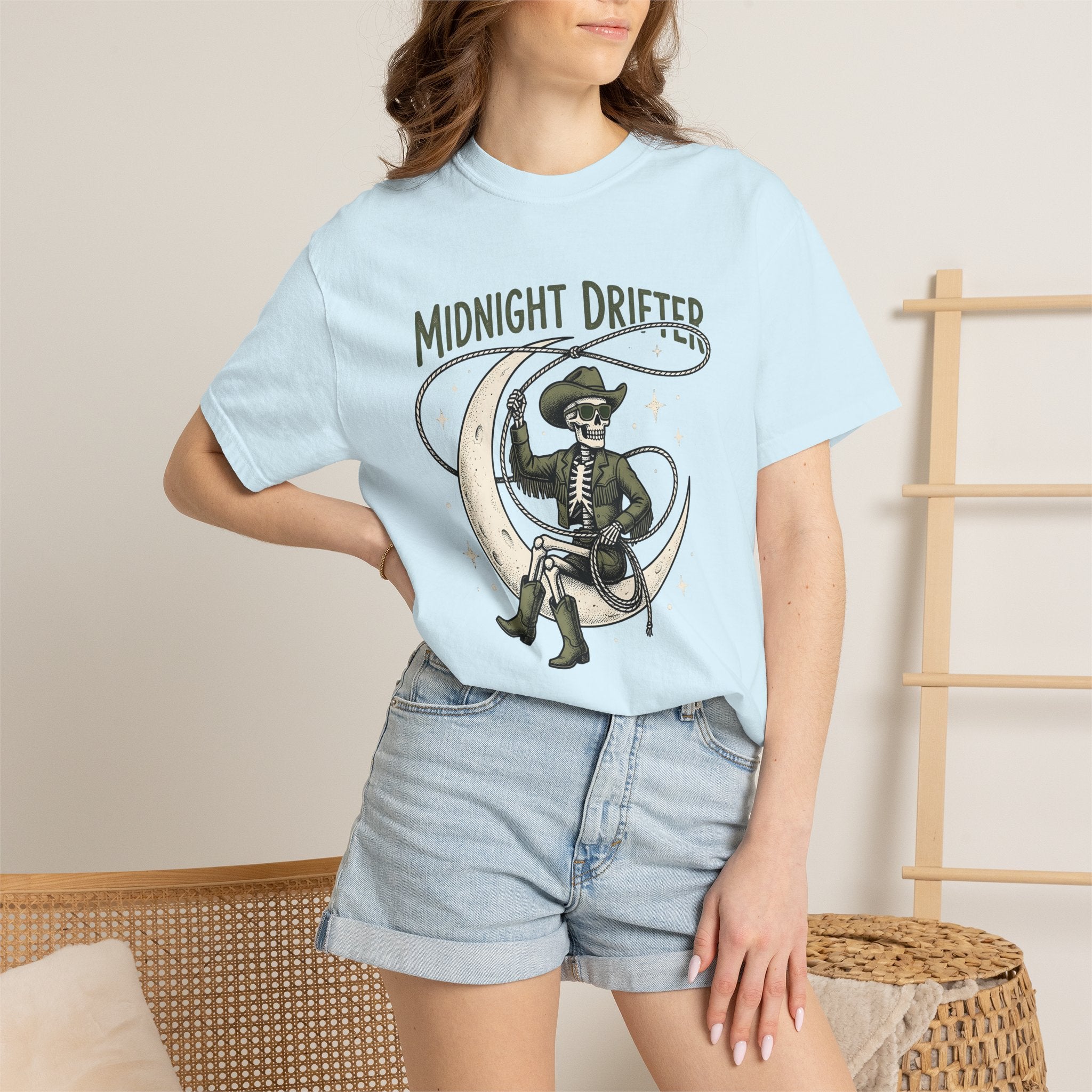 Bony Cowboy Shirt Halloween Frontier Gift Women Antique Tee Cowboy T-Shirt Horror Fan Skeleton Tshirt Western Graphic Vintage-Inspired Lunar