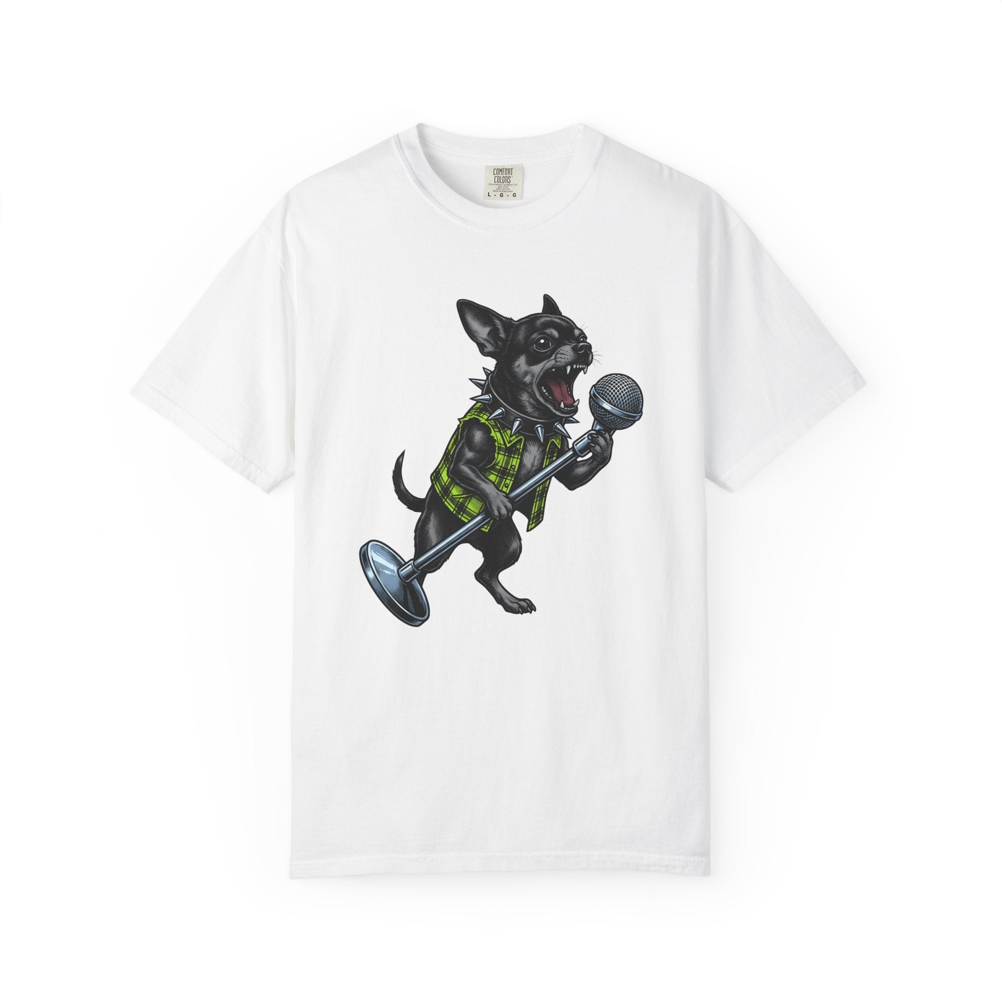 Chihuahua Performer Shirt Dog Audio Gift Women Illustrative Tattoo Tee Chi T-Shirt Dog Fan Tattooed Tshirt Sound Graphic Heritage Mic Tshirt