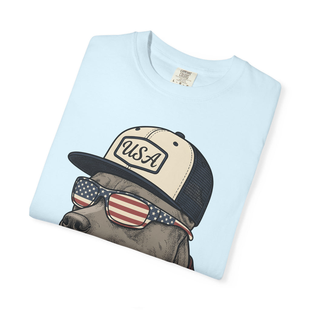 Flag Dog Shirt Dog America Gift Women Classic Tee Bulldog T-Shirt Dog Fan Puppy Tshirt Patriotic Graphic Line Art Specs Tshirt