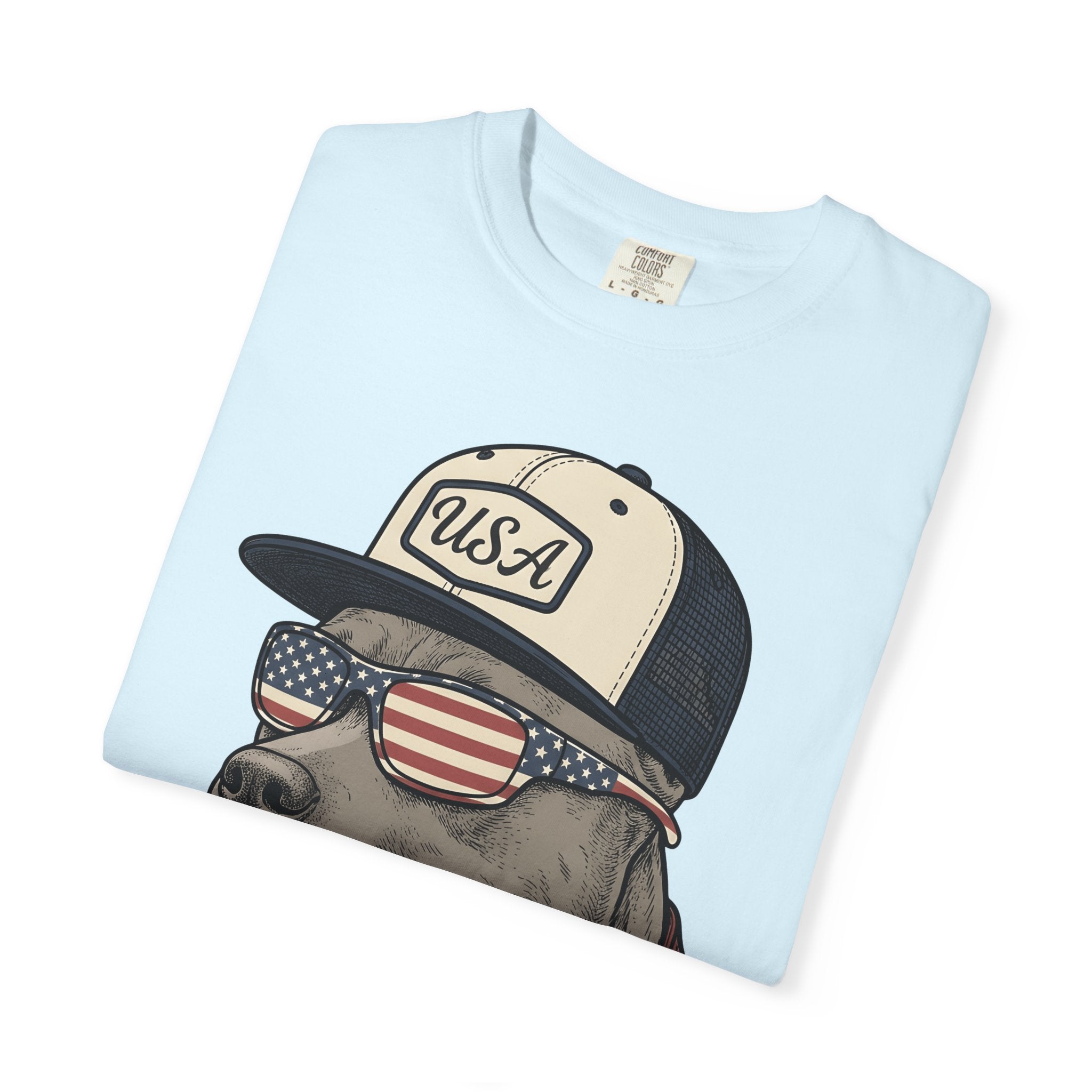 Flag Dog Shirt Dog America Gift Women Classic Tee Bulldog T-Shirt Dog Fan Puppy Tshirt Patriotic Graphic Line Art Specs Tshirt