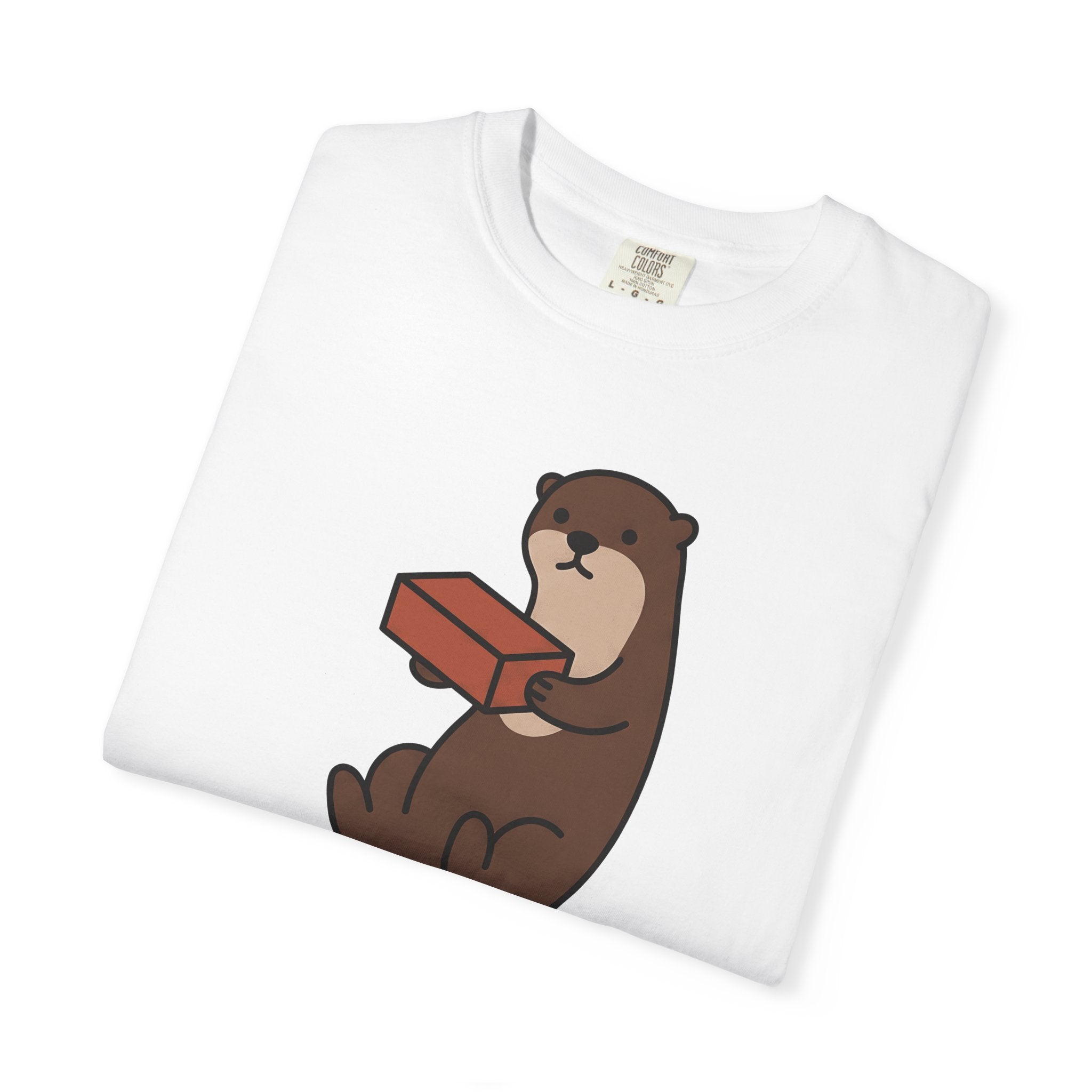 Otter Art Shirt Funny Critter Gift Women Graphic Tee Otter T-Shirt Humor Fan Cartoon Tshirt Animal Graphic Basic Red Brick Tshirt