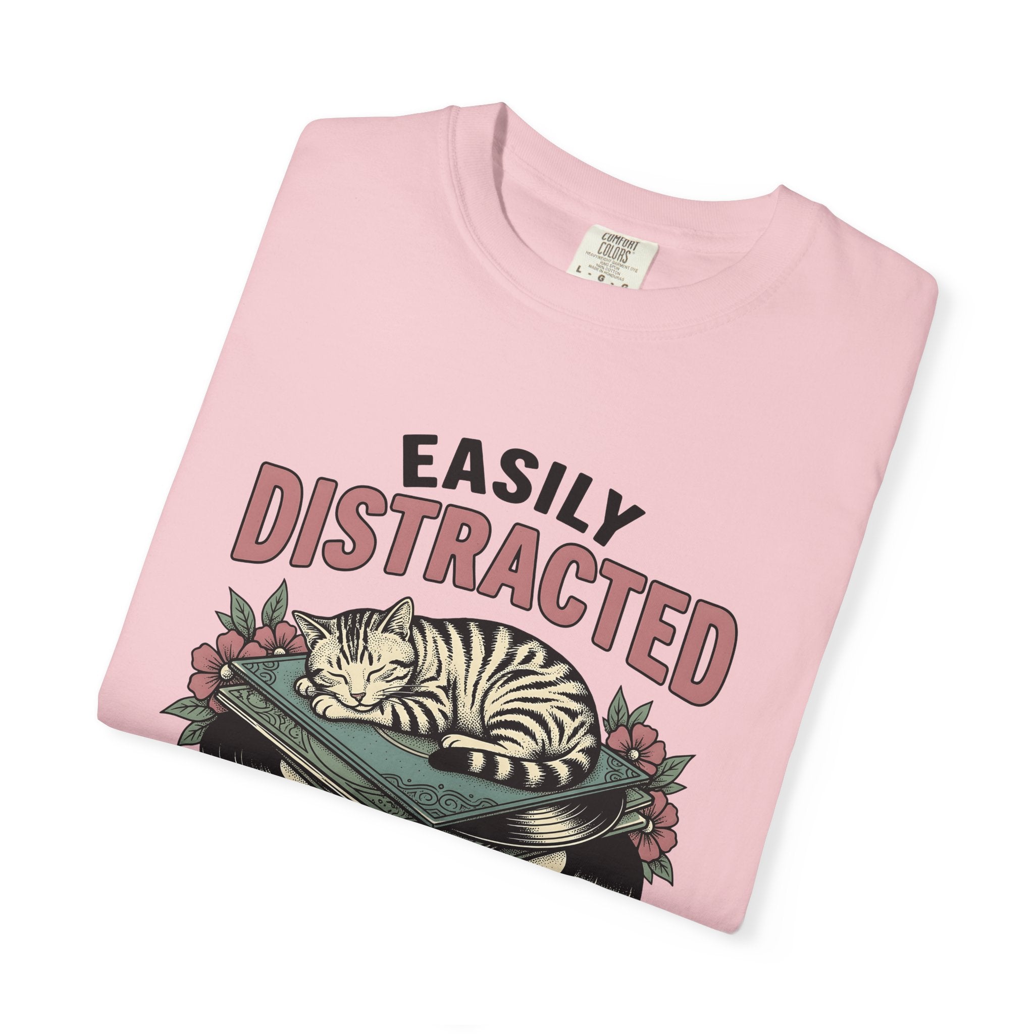 Orange Tabby Shirt Cat Sound Gift Women Old School Tee Tabby Cat T-Shirt Cat Fan Feline Tshirt Audio Graphic Doodle Music Discs Tshirt