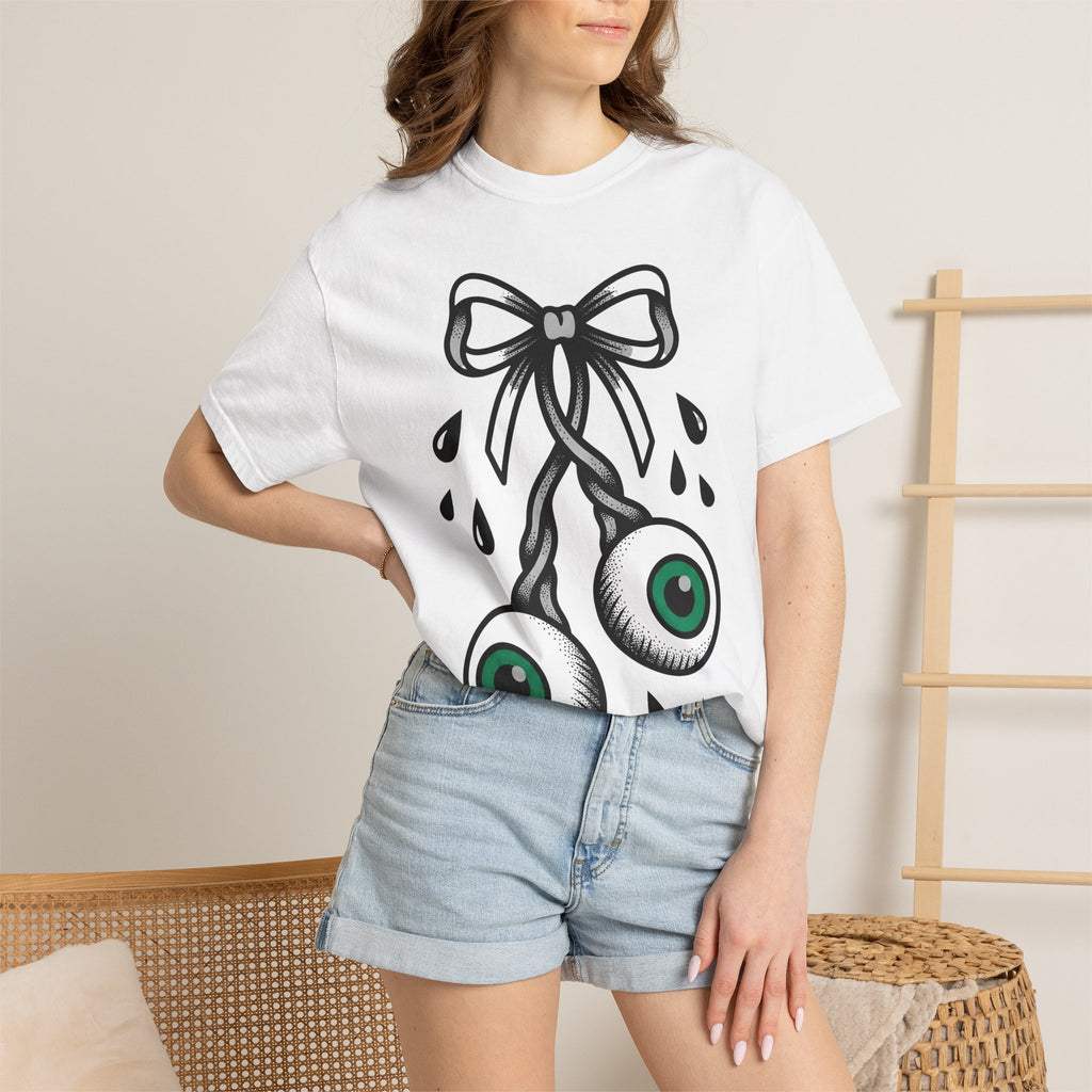 Eye Bow Shirt Halloween Macabre Gift Women Neo Traditional Tee Eyebrow T-Shirt Horror Fan Tattoo Tshirt Dark Graphic Antique Water Droplet